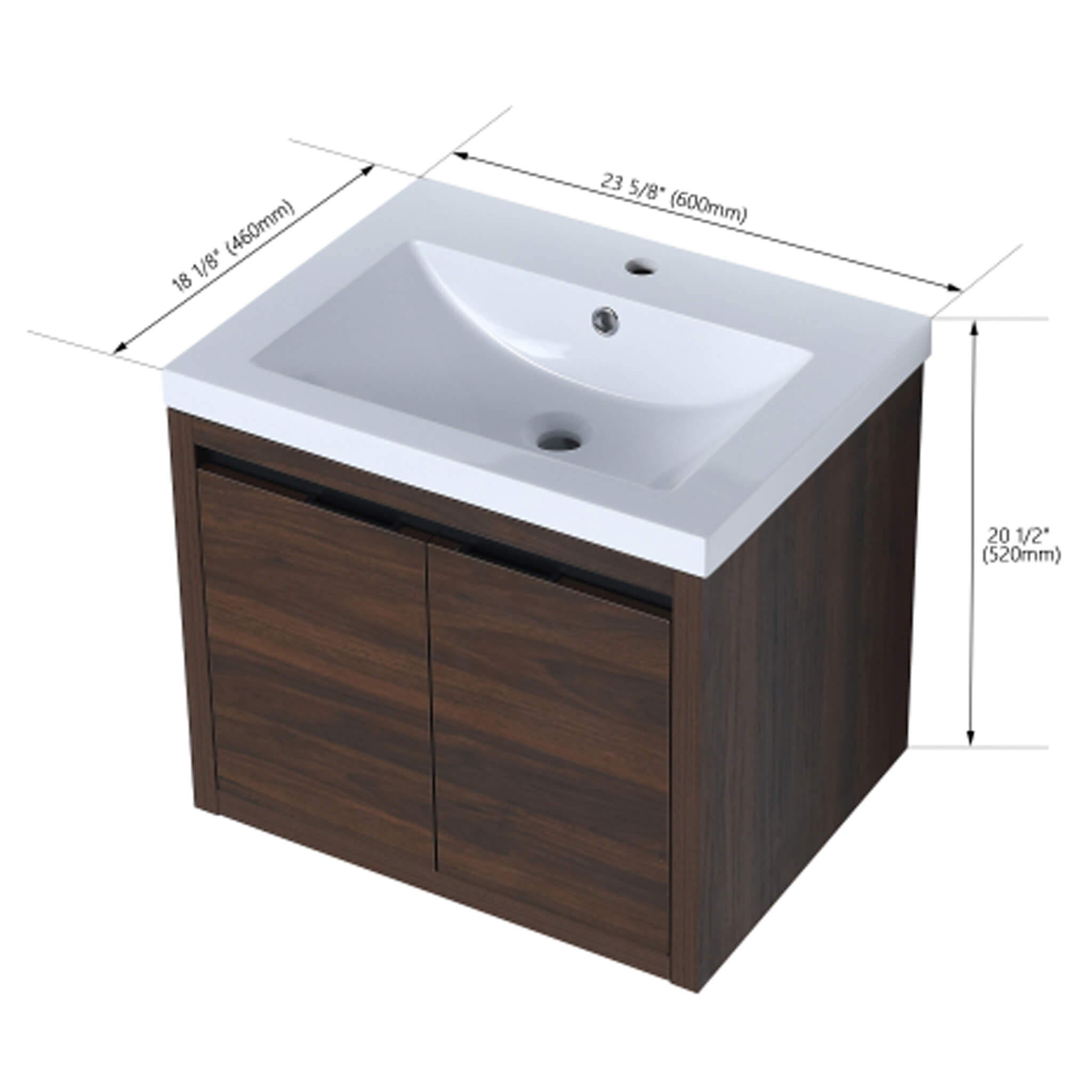 Nuvia Floating Bathroom Vanity With Resin Sink Soft Close Doors (SAK82560)
