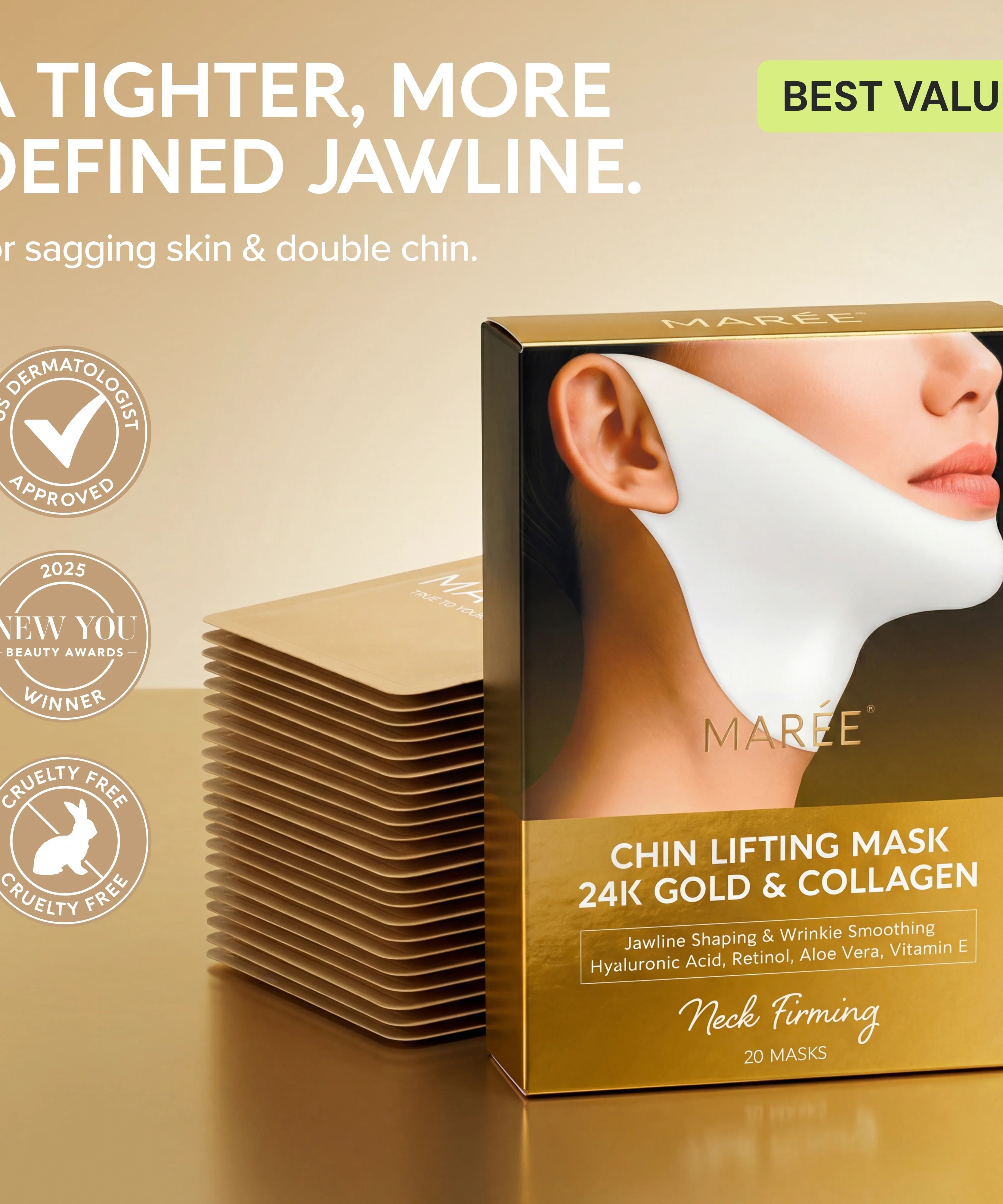 24K Gold V-Line Lifting Mask 20 PCS