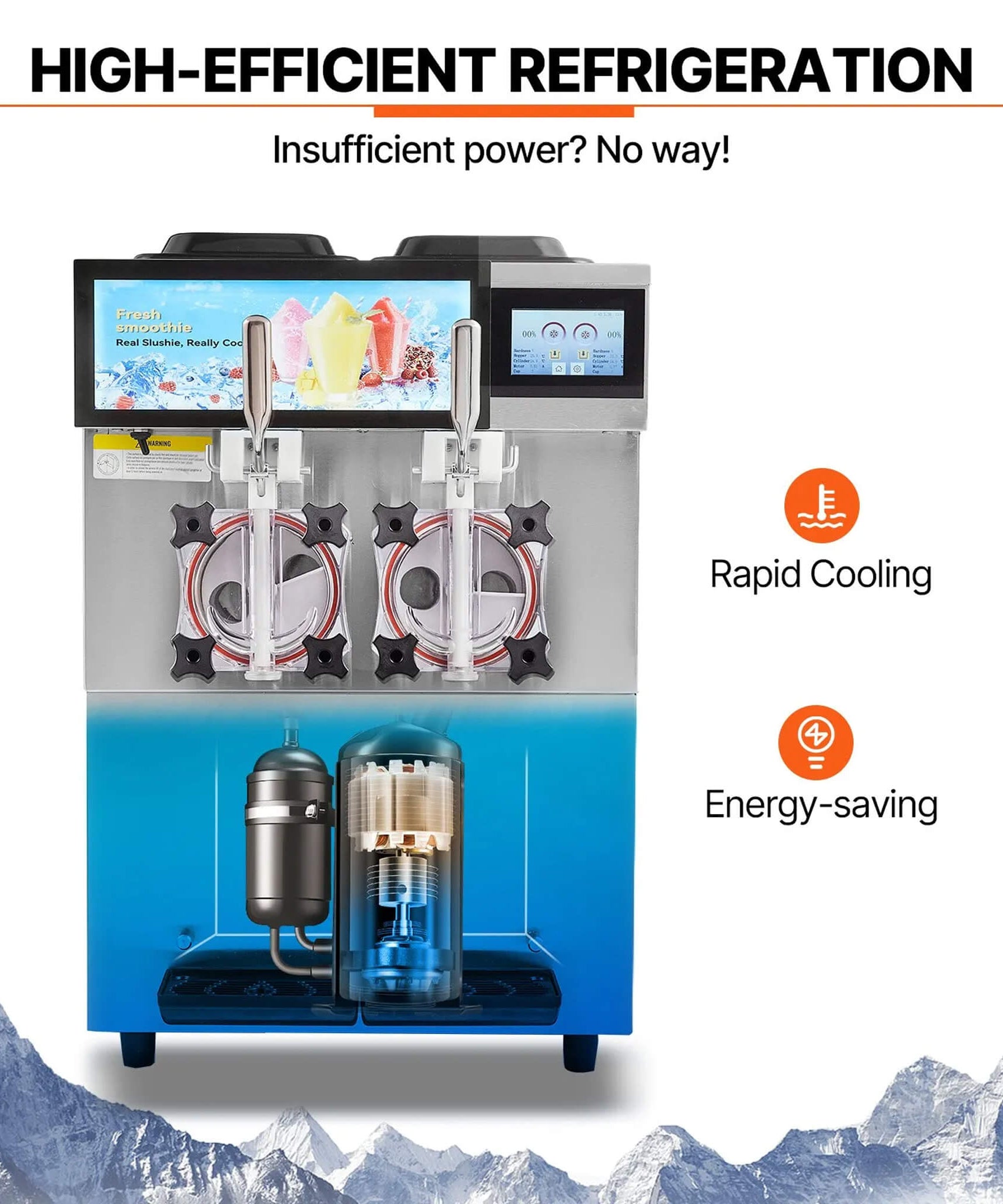 24L Commercial Double Cylinder Stainless Steel Slushy Machine With Touchscreen (SAK64125)