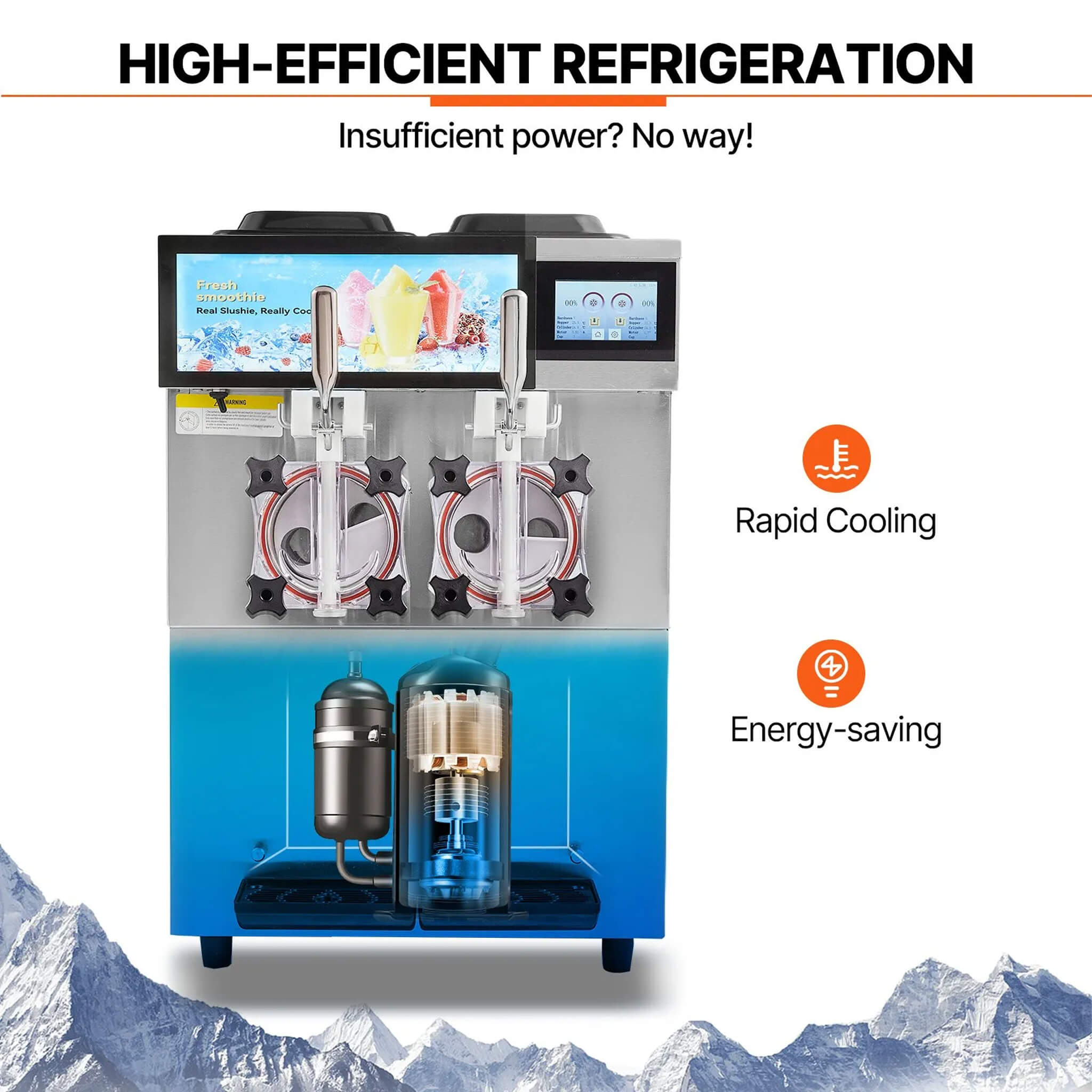 24L Commercial Double Cylinder Stainless Steel Slushy Machine With Touchscreen (SAK64125)