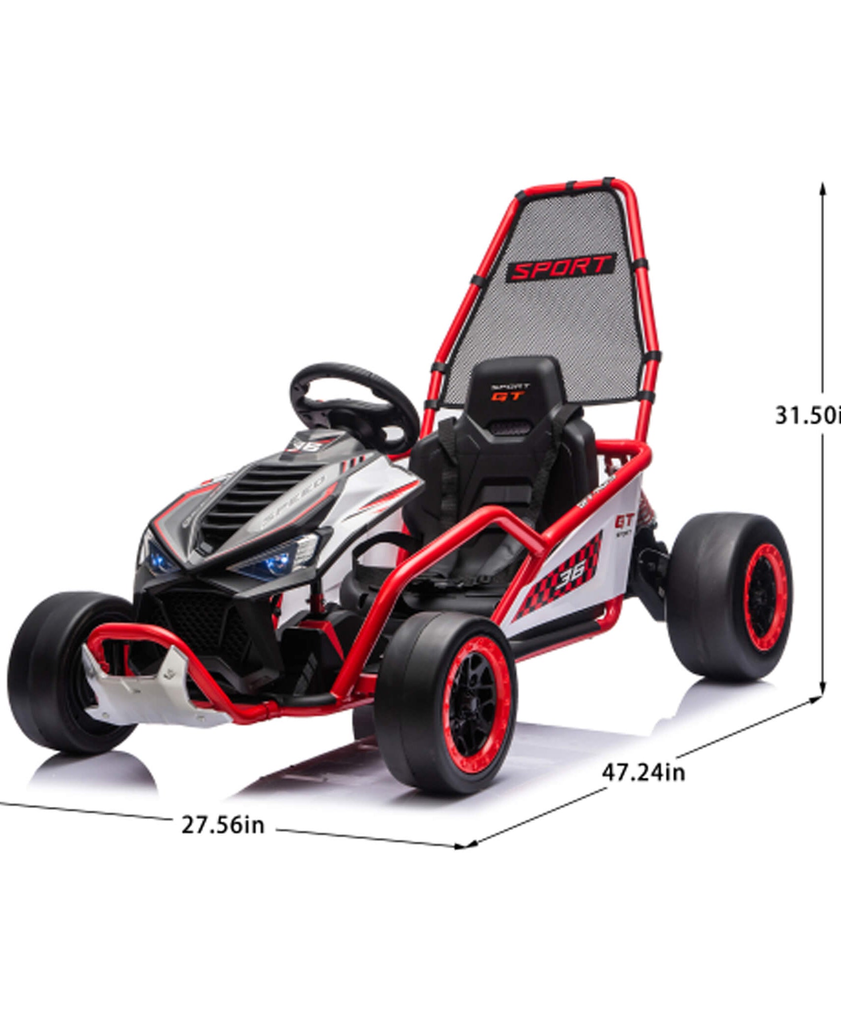 24V 400W Kids Electric Drift Go-Kart With Roll Cage, Bluetooth And Safety Harness (SAK82435)