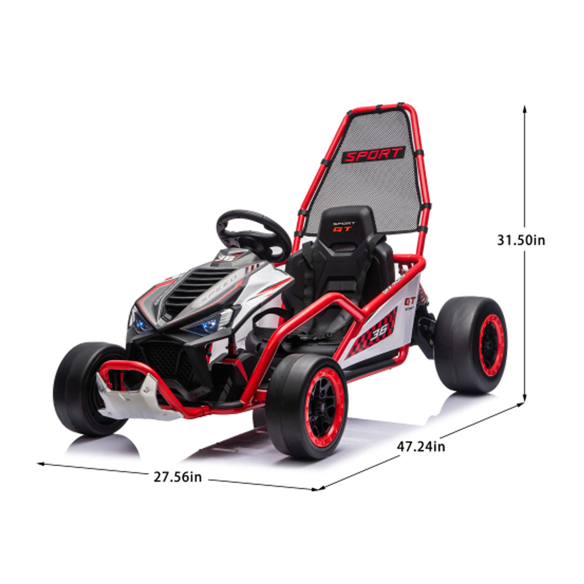 24V 400W Kids Electric Drift Go-Kart With Roll Cage, Bluetooth And Safety Harness (SAK82435)