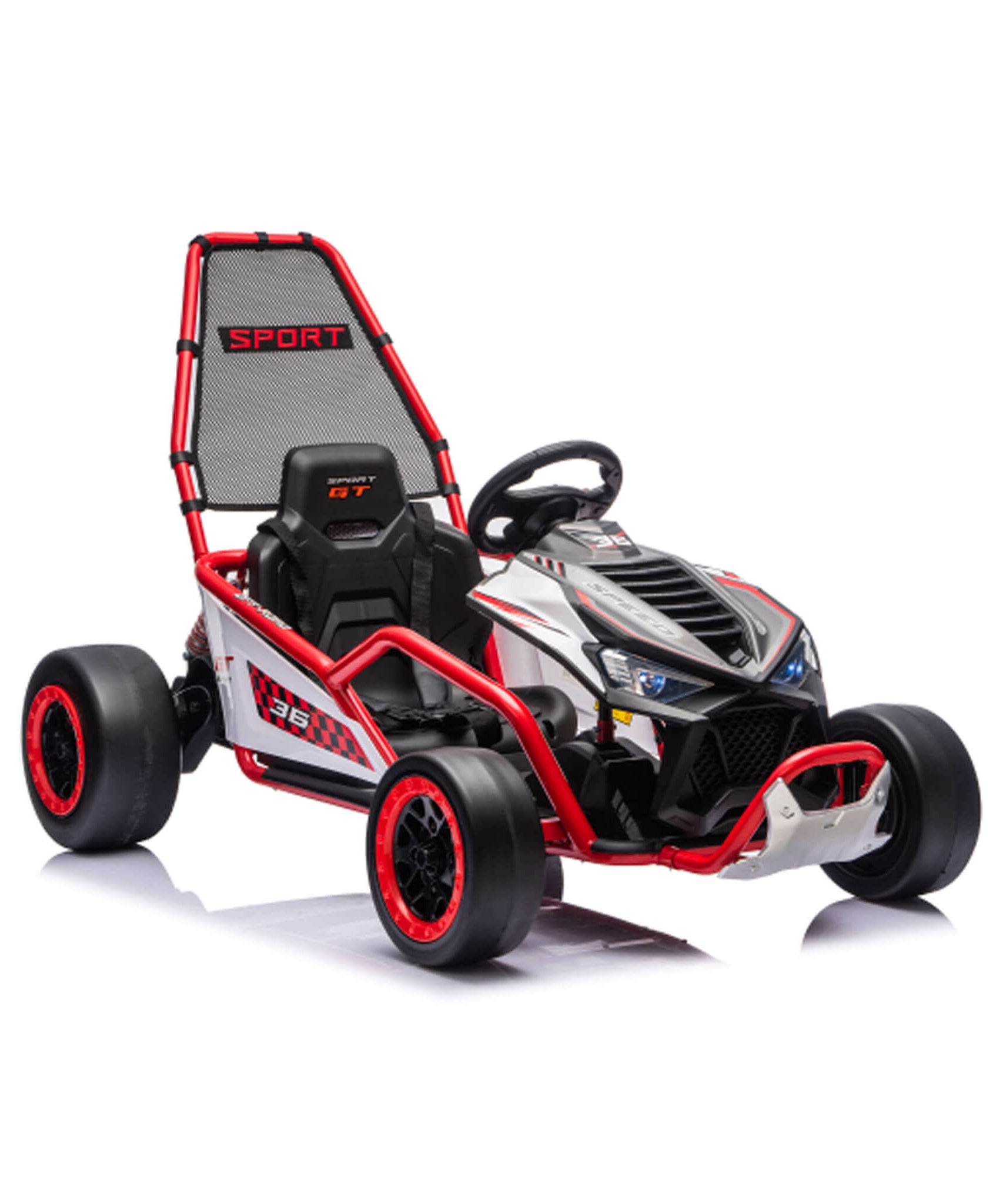 24V 400W Kids Electric Drift Go-Kart With Roll Cage, Bluetooth And Safety Harness (SAK82435)