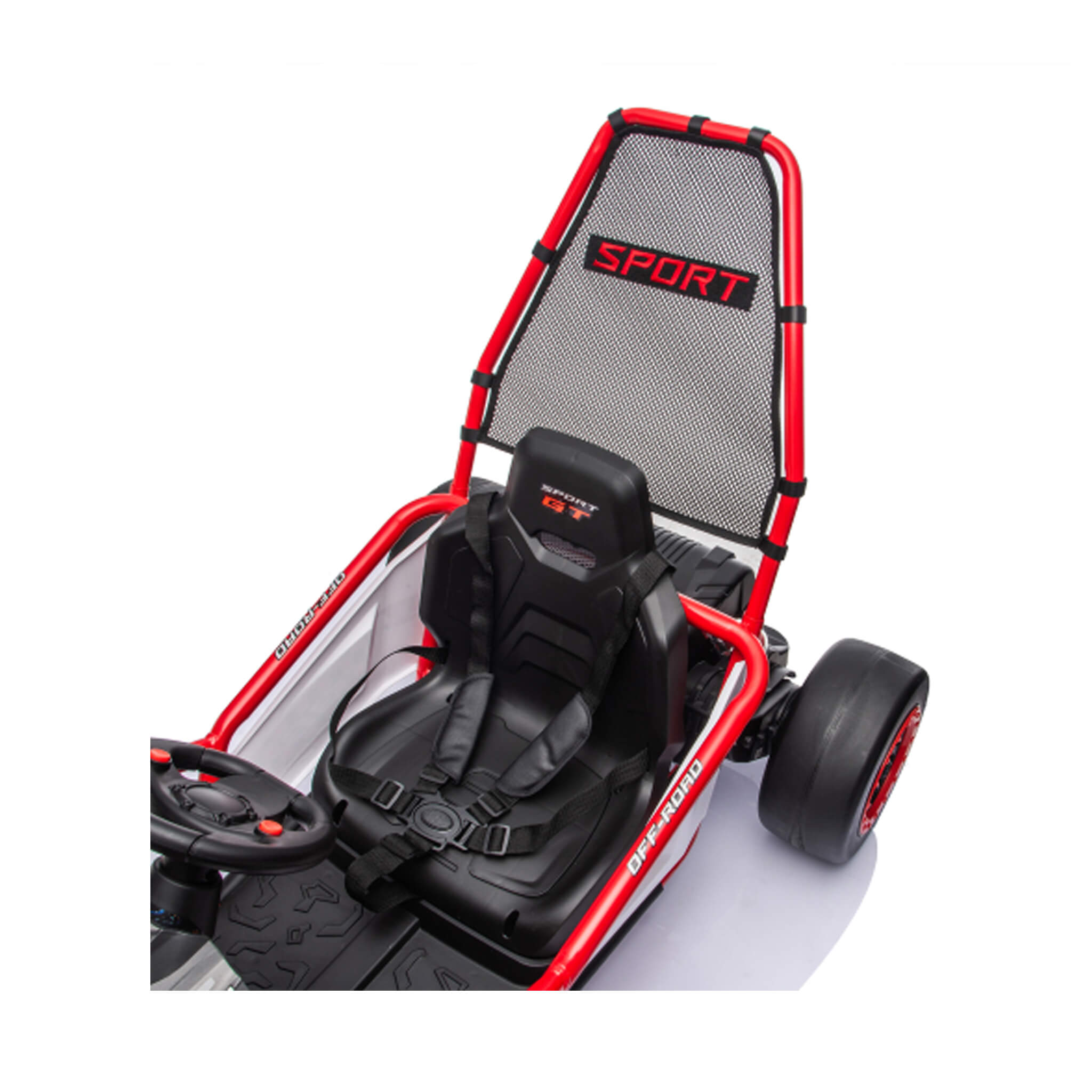 24V 400W Kids Electric Drift Go-Kart With Roll Cage, Bluetooth And Safety Harness (SAK82435)