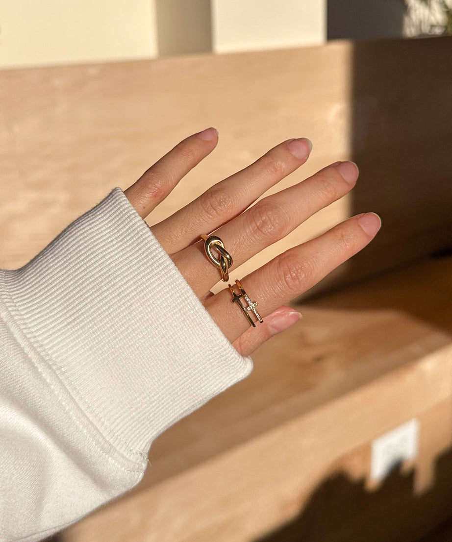 Stacked Cross Gem Ring