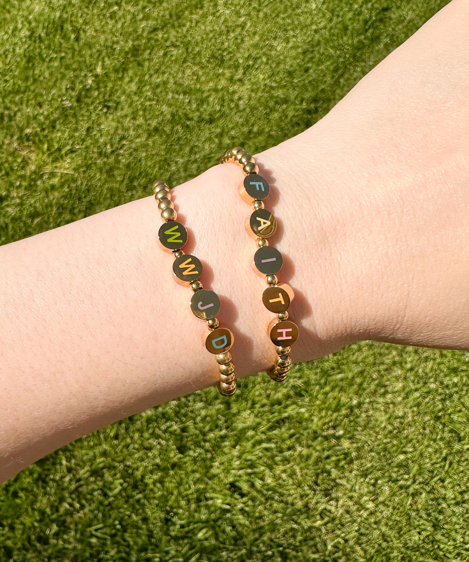 Gold WWJD Letter Bracelet