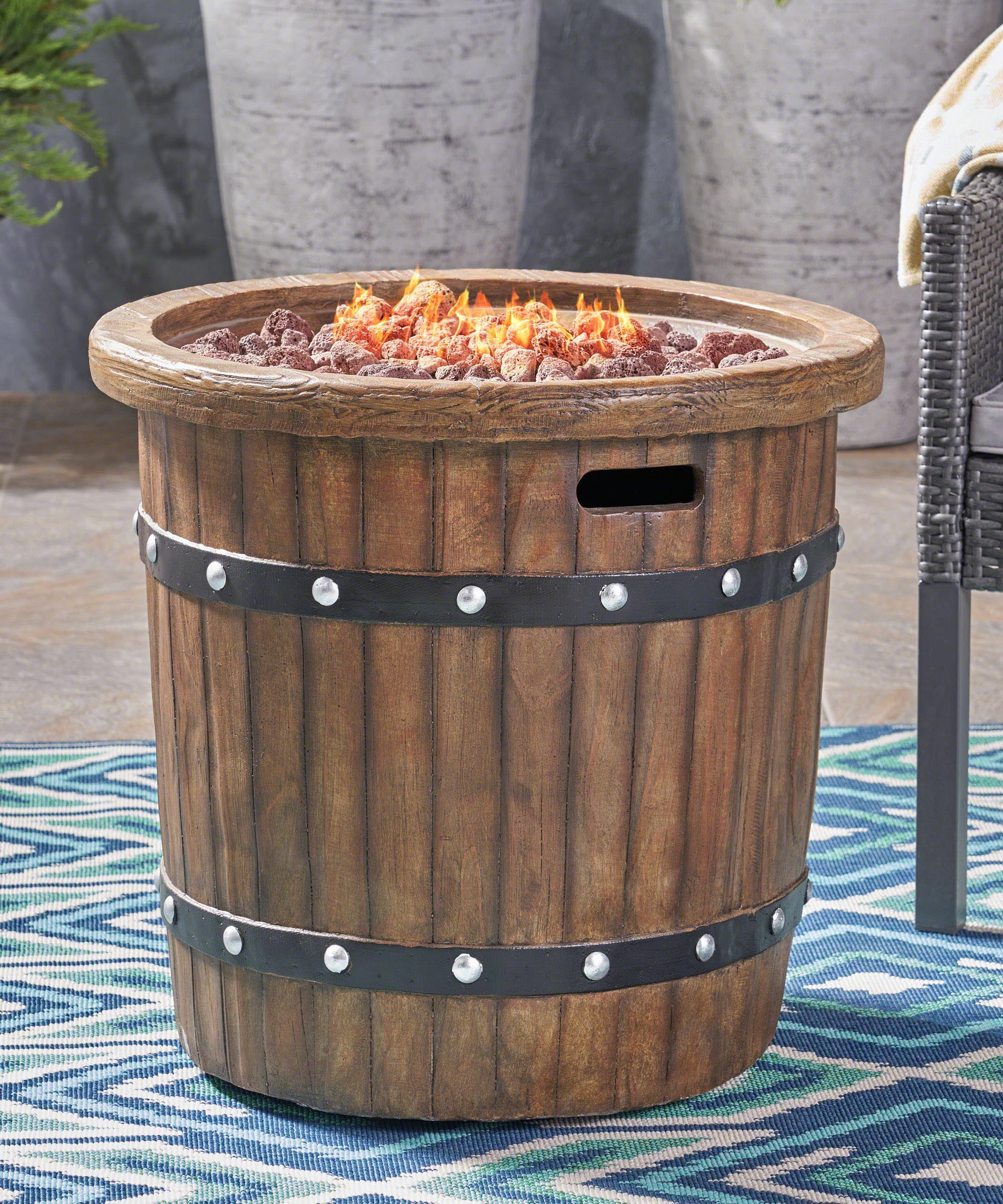 Alora 25-Inch Round 40K BTU Liquid Propance Concrete Fire Pit (SAK88764)