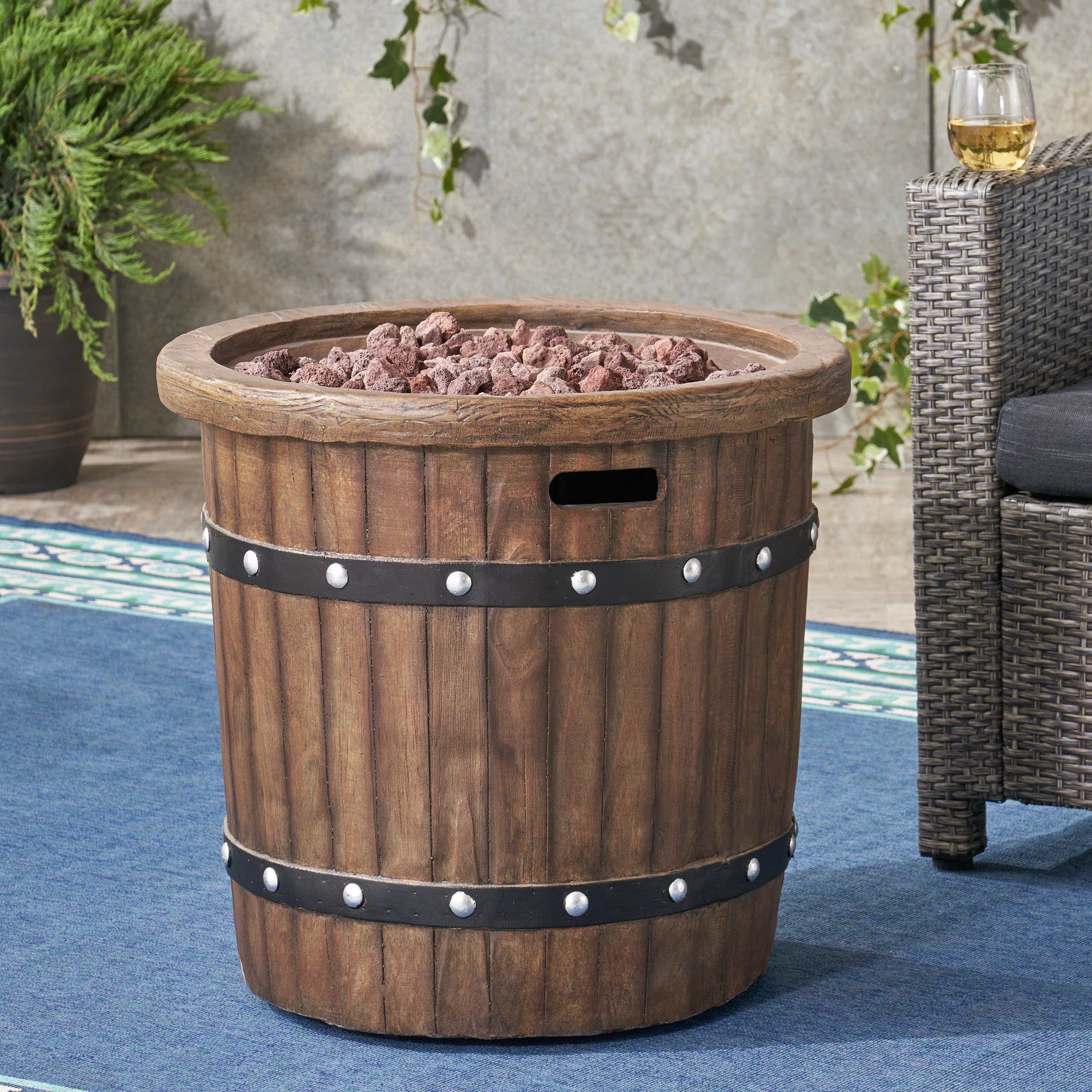Alora 25-Inch Round 40K BTU Liquid Propance Concrete Fire Pit (SAK88764)