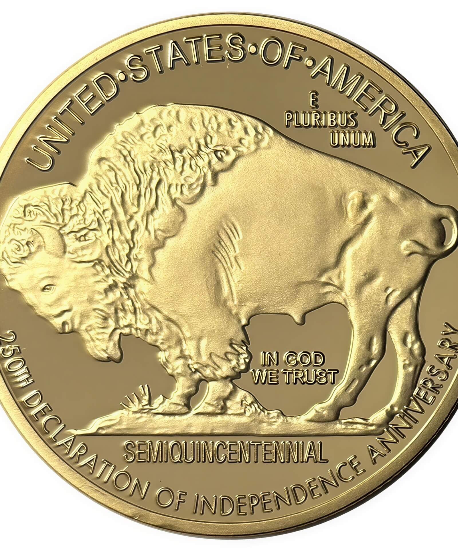 Amerikas 250. Jubiläum Büffel-Indianer Goldmünze Polierte Platte