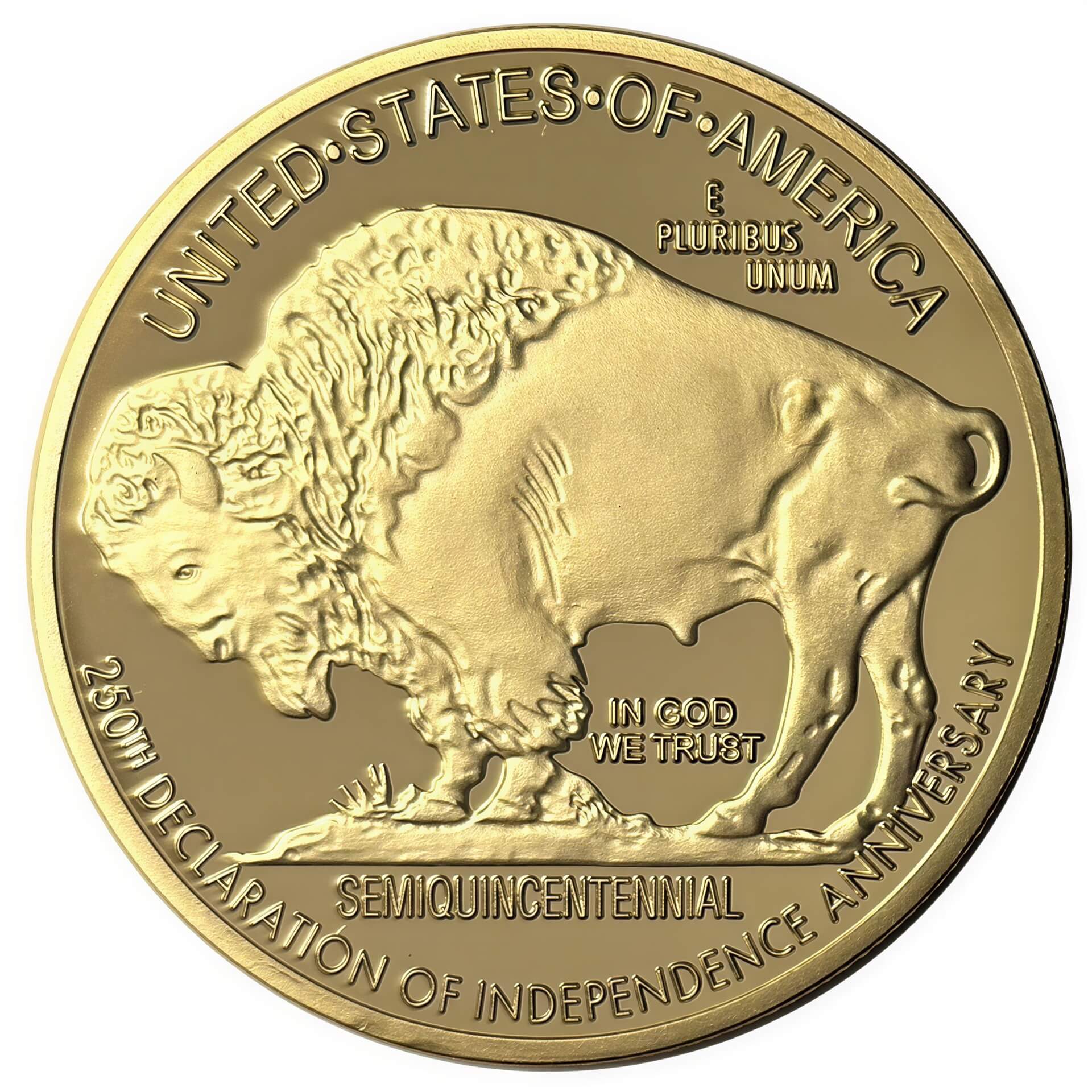 Amerikas 250. Jubiläum Büffel-Indianer Goldmünze Polierte Platte