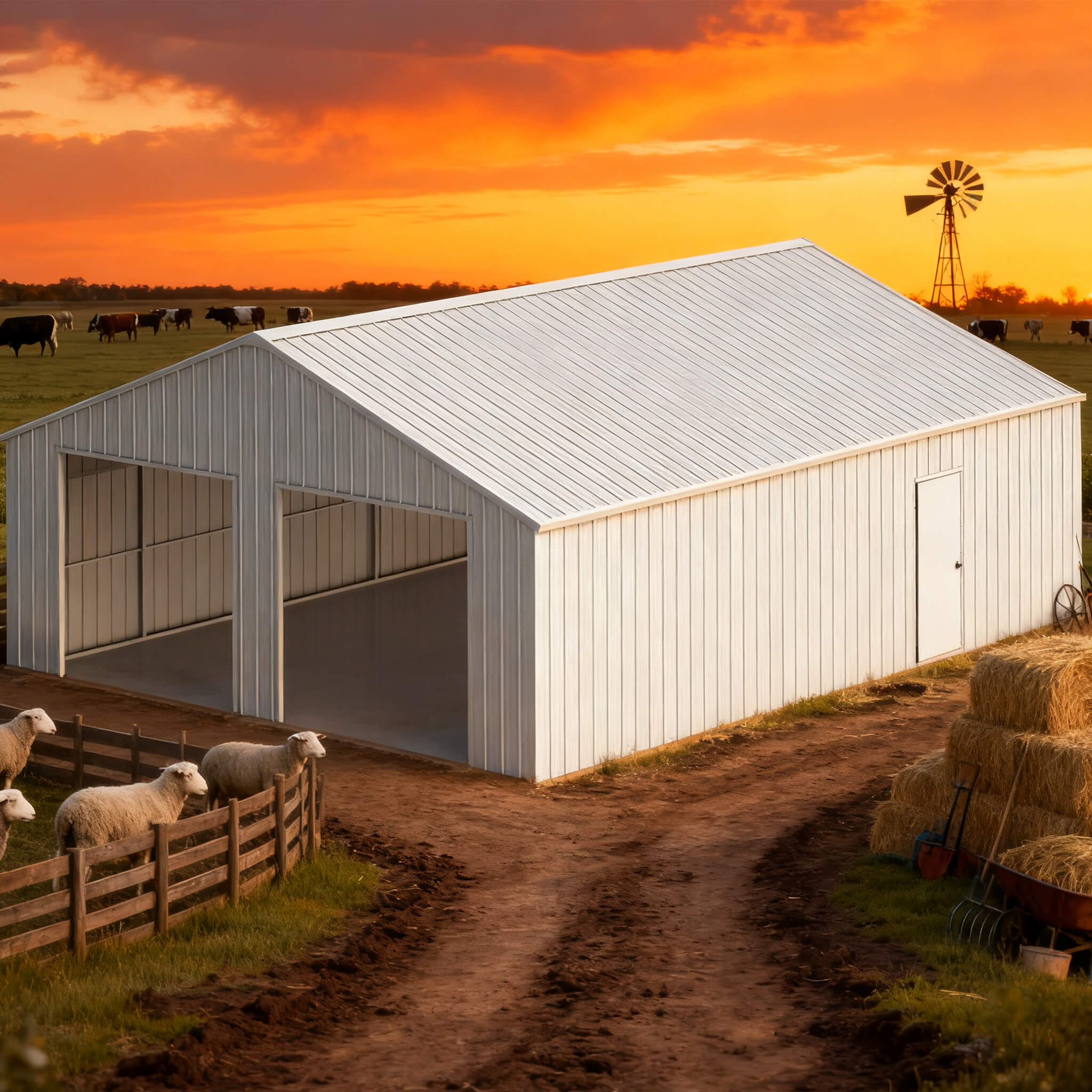 [25X33FT] Alora Heavy-Duty Double Garage Galvanized Steel Barn Shed (SAK61234)