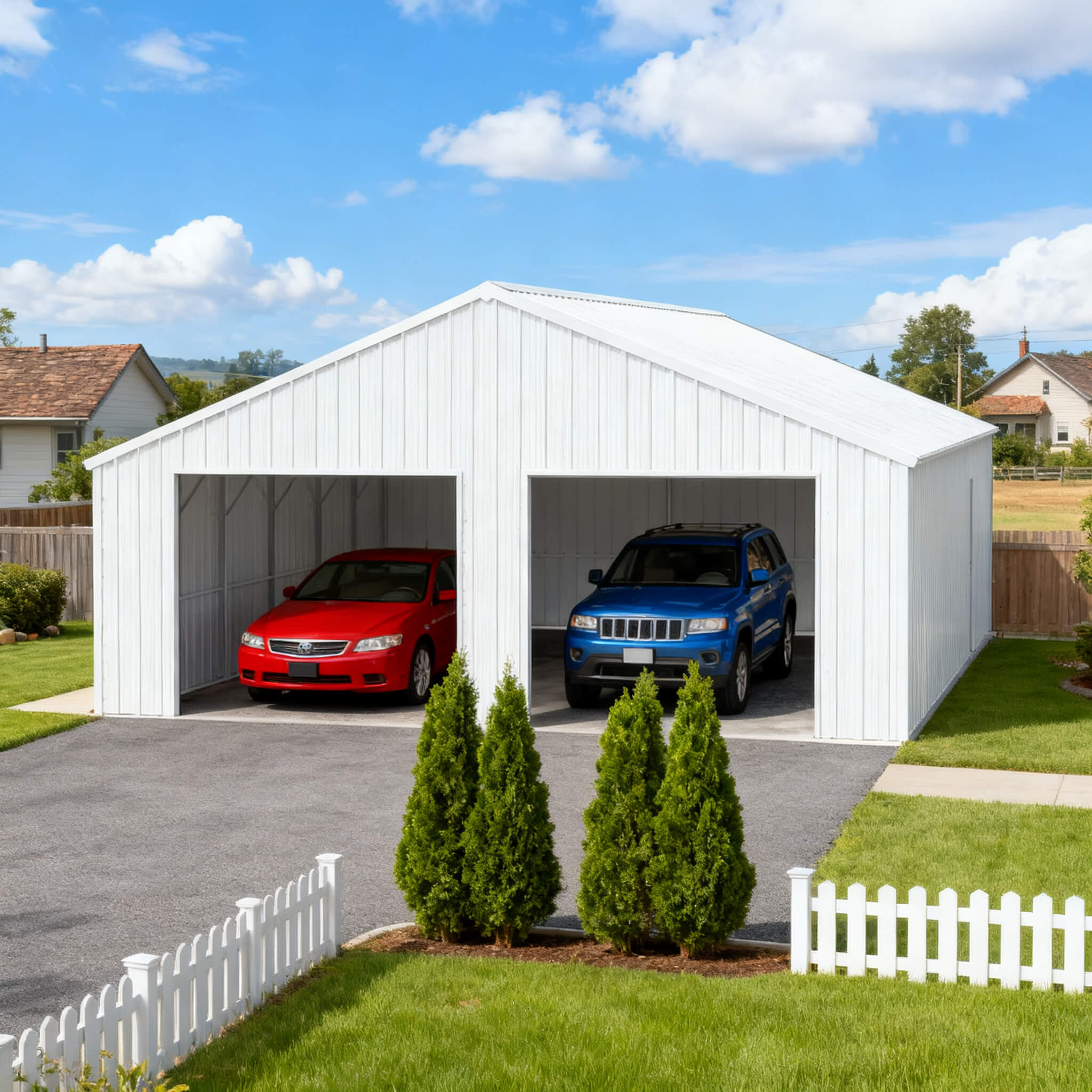 [25X33FT] Alora Heavy-Duty Double Garage Galvanized Steel Barn Shed (SAK61234)