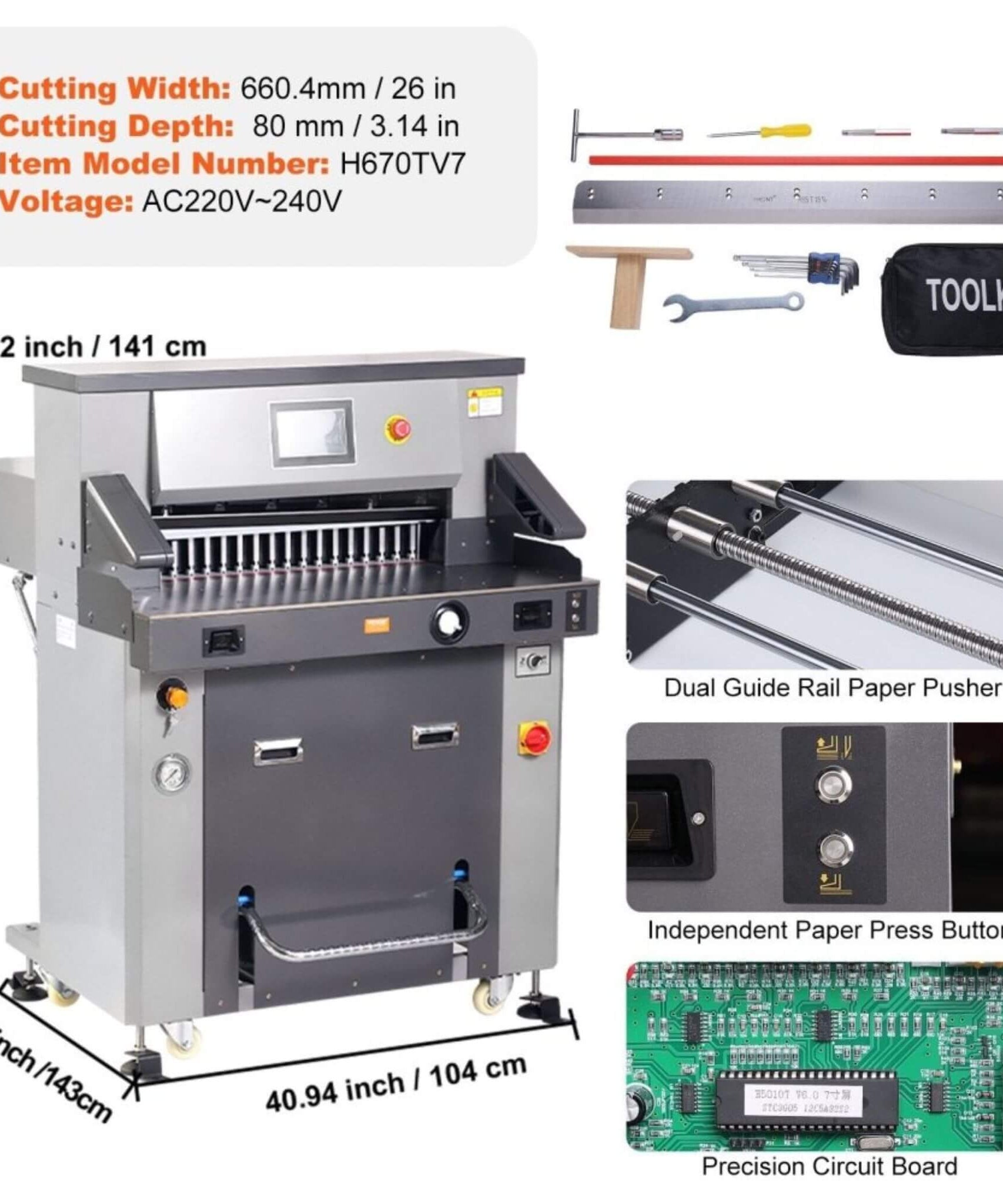 26-Inch Electric Heavy-Duty Hydraulic Paper Cutter Machine With Touchscreen (SAK92518)