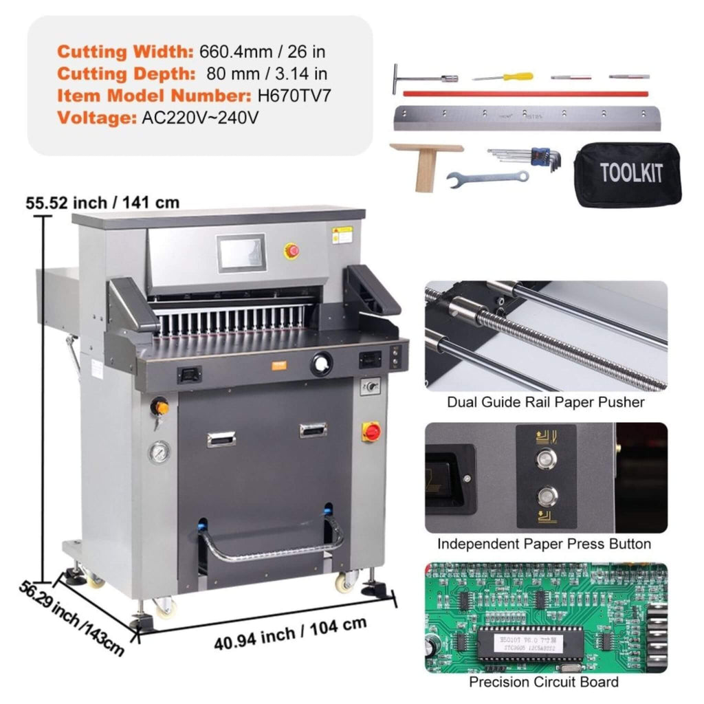 26-Inch Electric Heavy-Duty Hydraulic Paper Cutter Machine With Touchscreen (SAK92518)