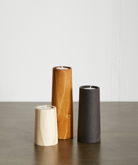 Cylinder Eucalyptus Wood Tealight Candle Holder