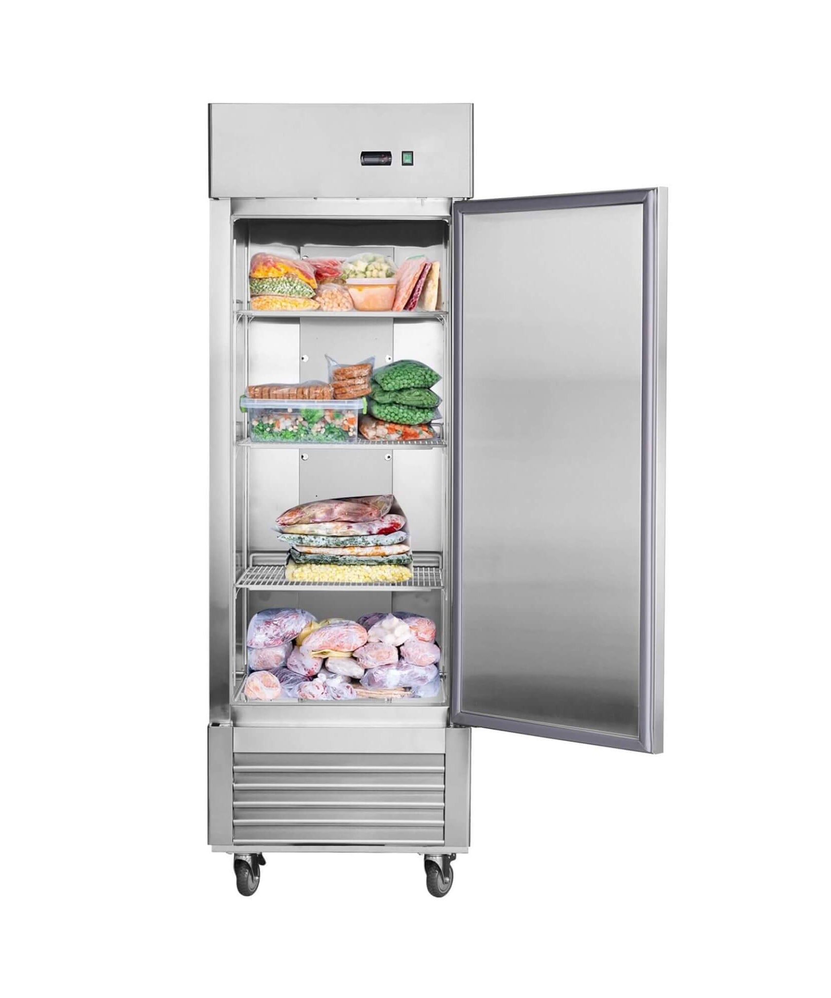 Heavy-Duty 27-Inch 8.7 Cu.Ft Commercial Upright Stainless Steel Reach-In Freezer (SAK43815)