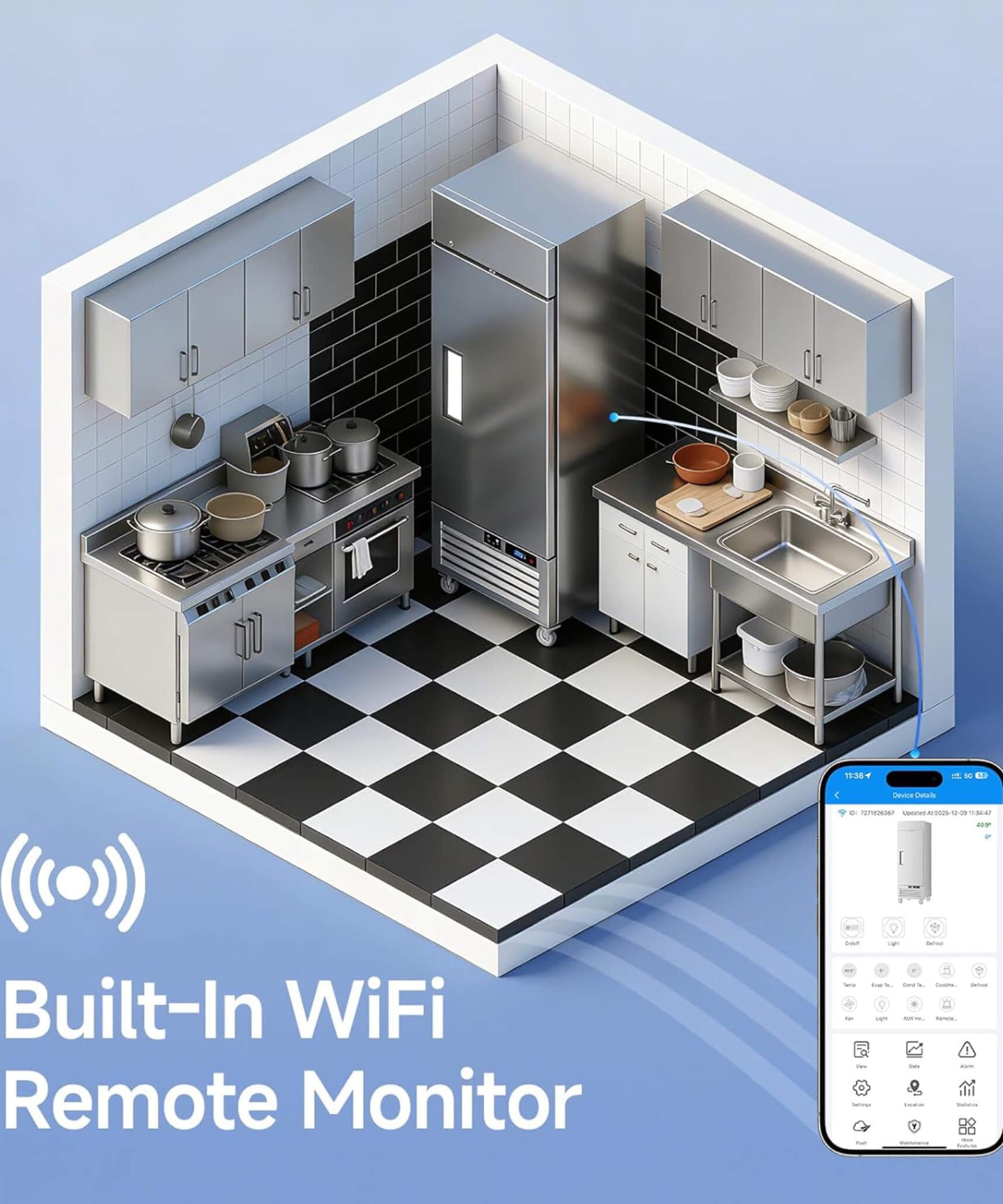 27-Inch Commercial 23 Cu.Ft Single-Door WiFi Refrigerator With Smart App Control (SAK90725)