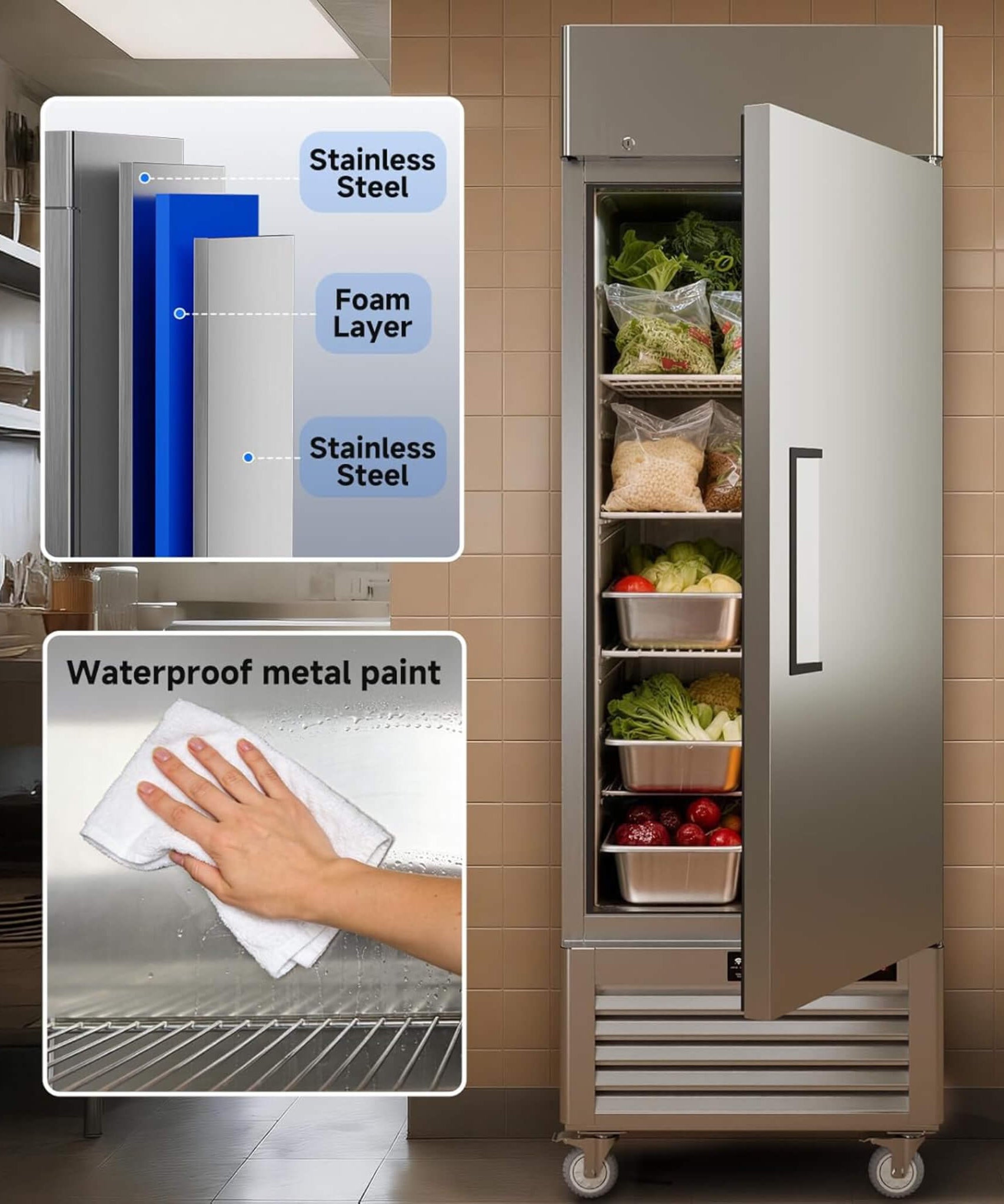 27-Inch Commercial 23 Cu.Ft Single-Door WiFi Refrigerator With Smart App Control (SAK90725)