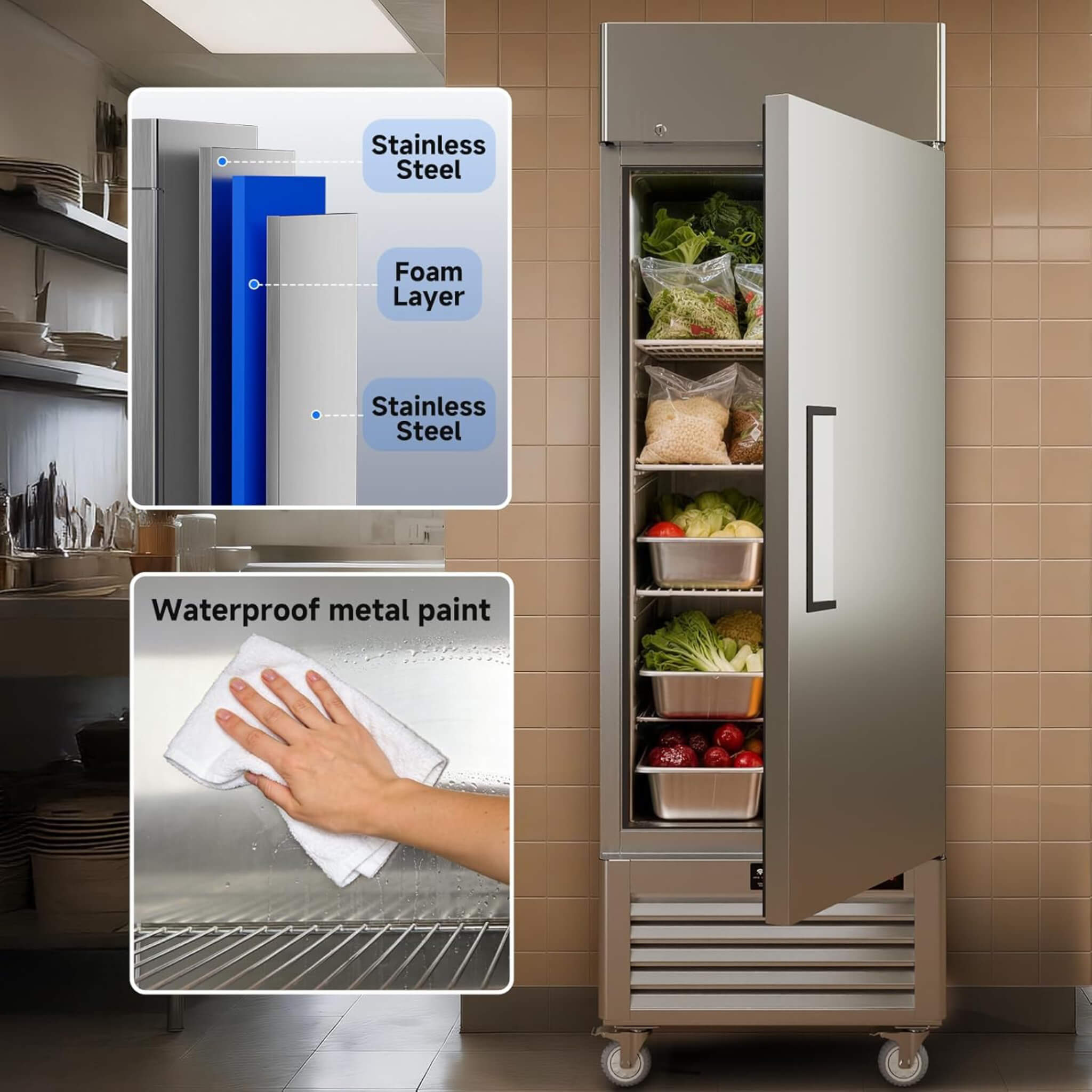 27-Inch Commercial 23 Cu.Ft Single-Door WiFi Refrigerator With Smart App Control (SAK90725)