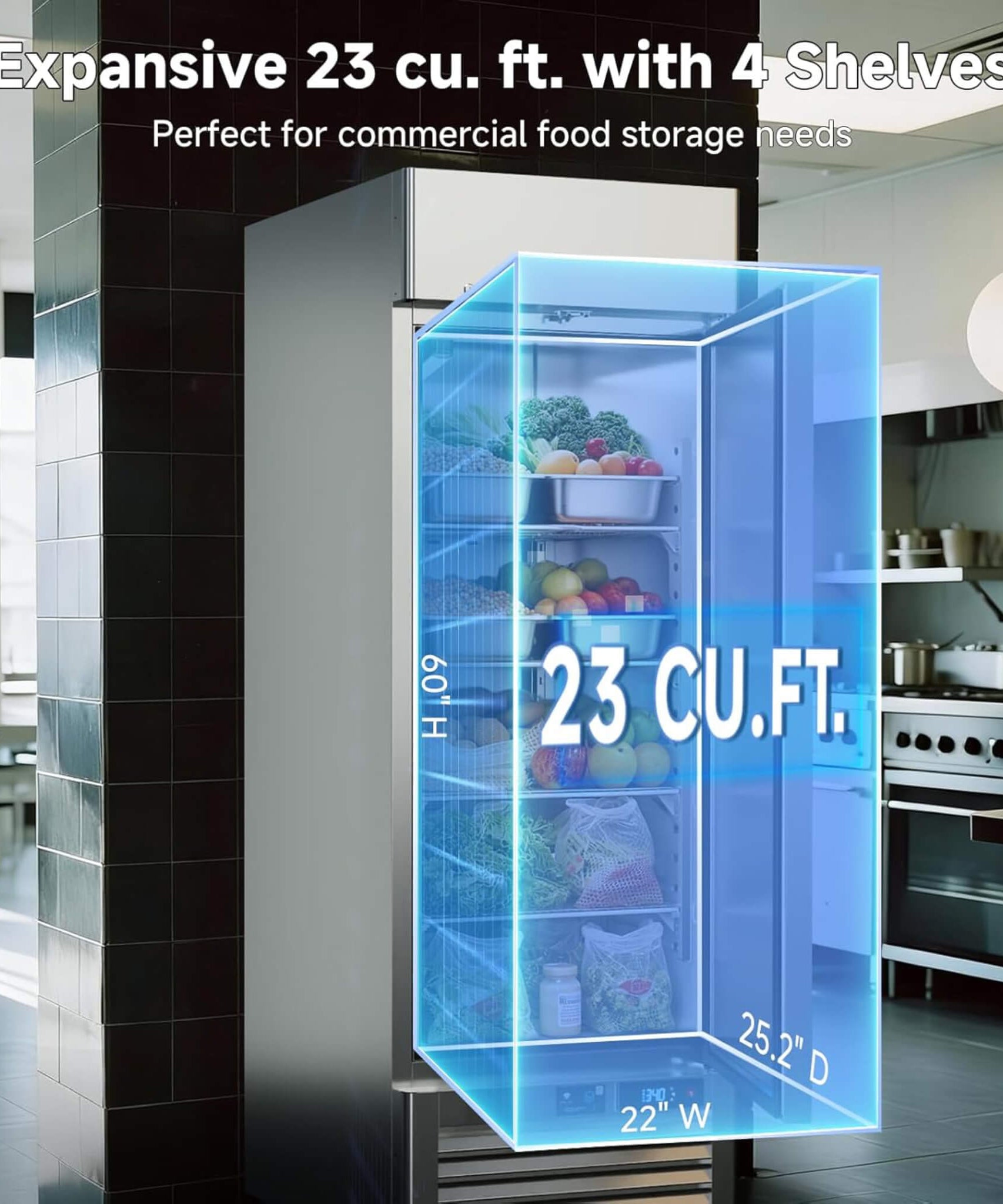 27-Inch Commercial 23 Cu.Ft Single-Door WiFi Refrigerator With Smart App Control (SAK90725)