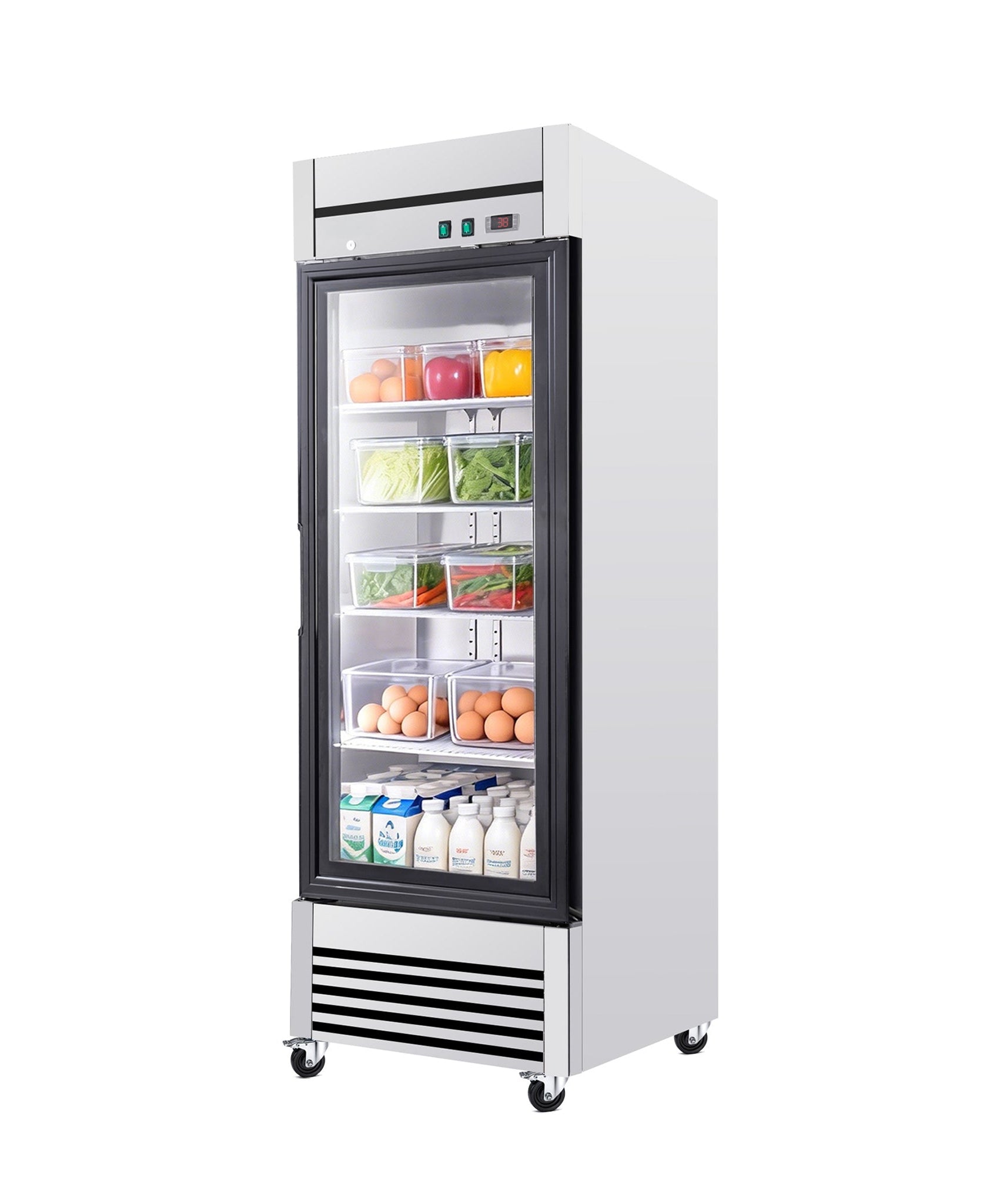 27-Inch Commercial Single Glass Door Reach-In Display Refrigerator (SAK30864)