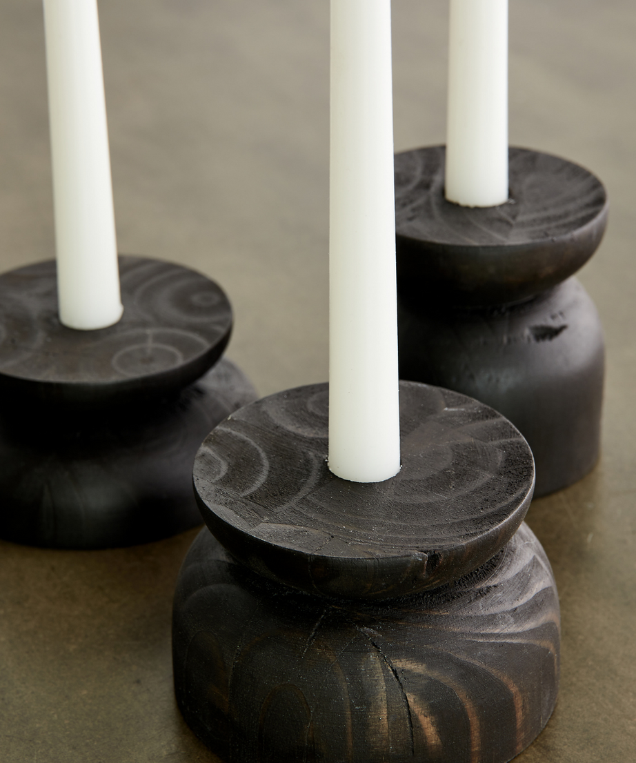 Organic Wood Taper Candlestick Holder