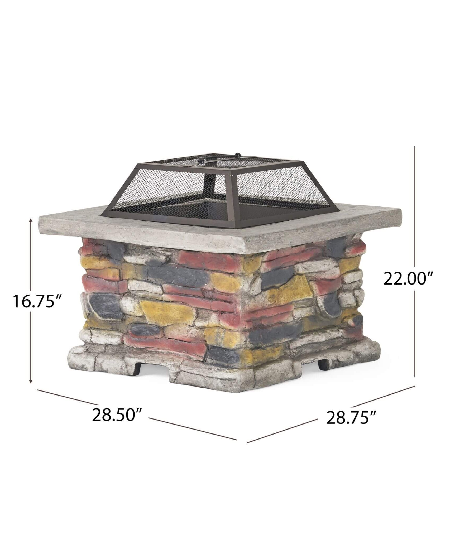 Alora 28-Inch Premium Outdoor Wood Burning Magnesium Oxide Fire Pit With Lid (SAK75214)