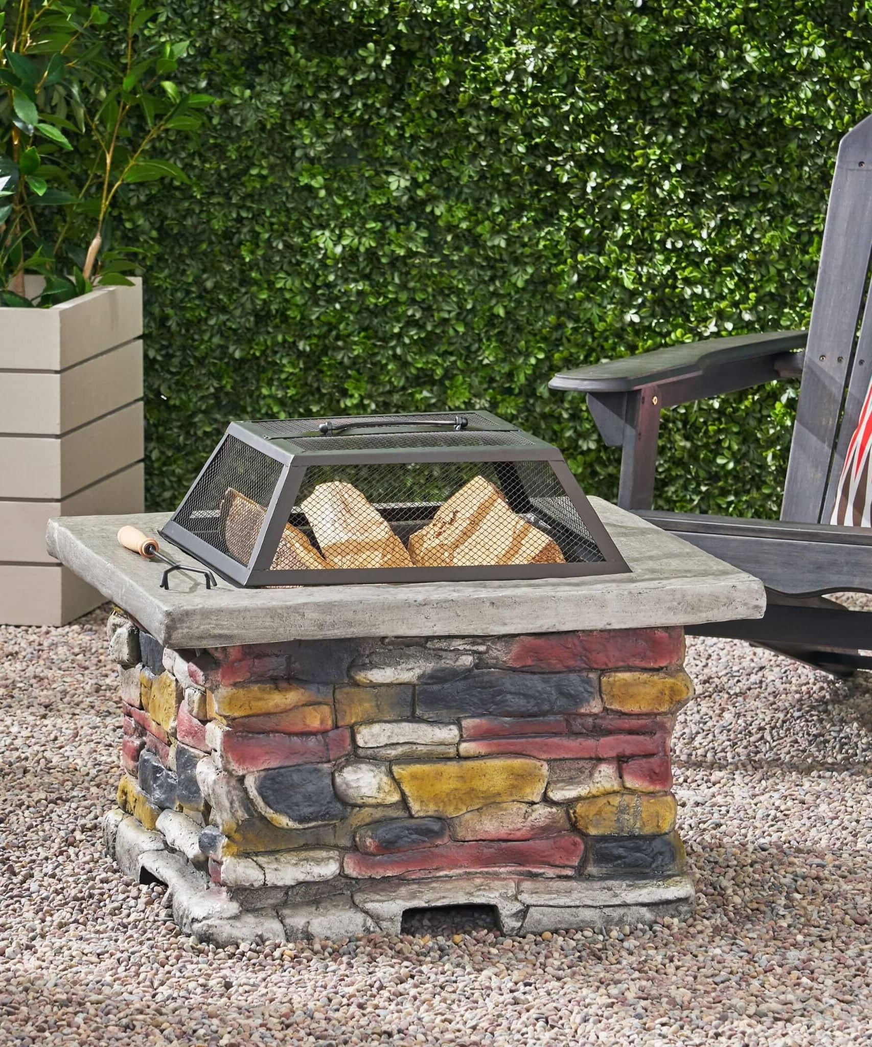 Alora 28-Inch Premium Outdoor Wood Burning Magnesium Oxide Fire Pit With Lid (SAK75214)