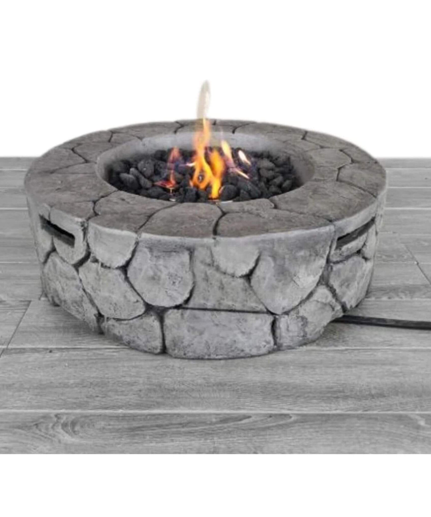 Alora 28-Inch Stone Gray Outdoor Fiber Reinforced Concrete Propane Fire Pit (SAK16725)