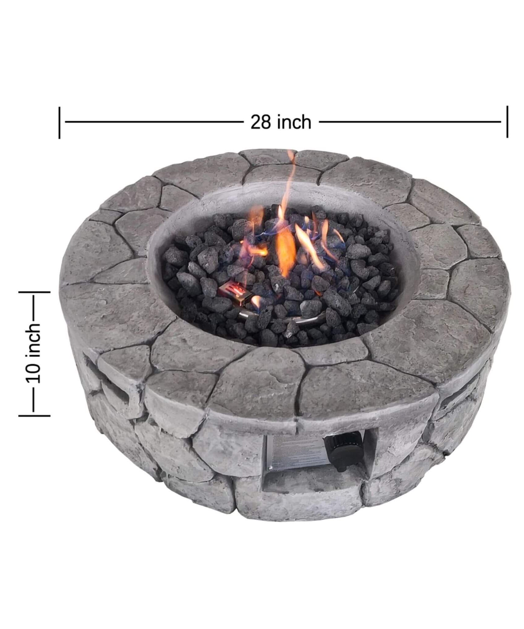 Alora 28-Inch Stone Gray Outdoor Fiber Reinforced Concrete Propane Fire Pit (SAK16725)