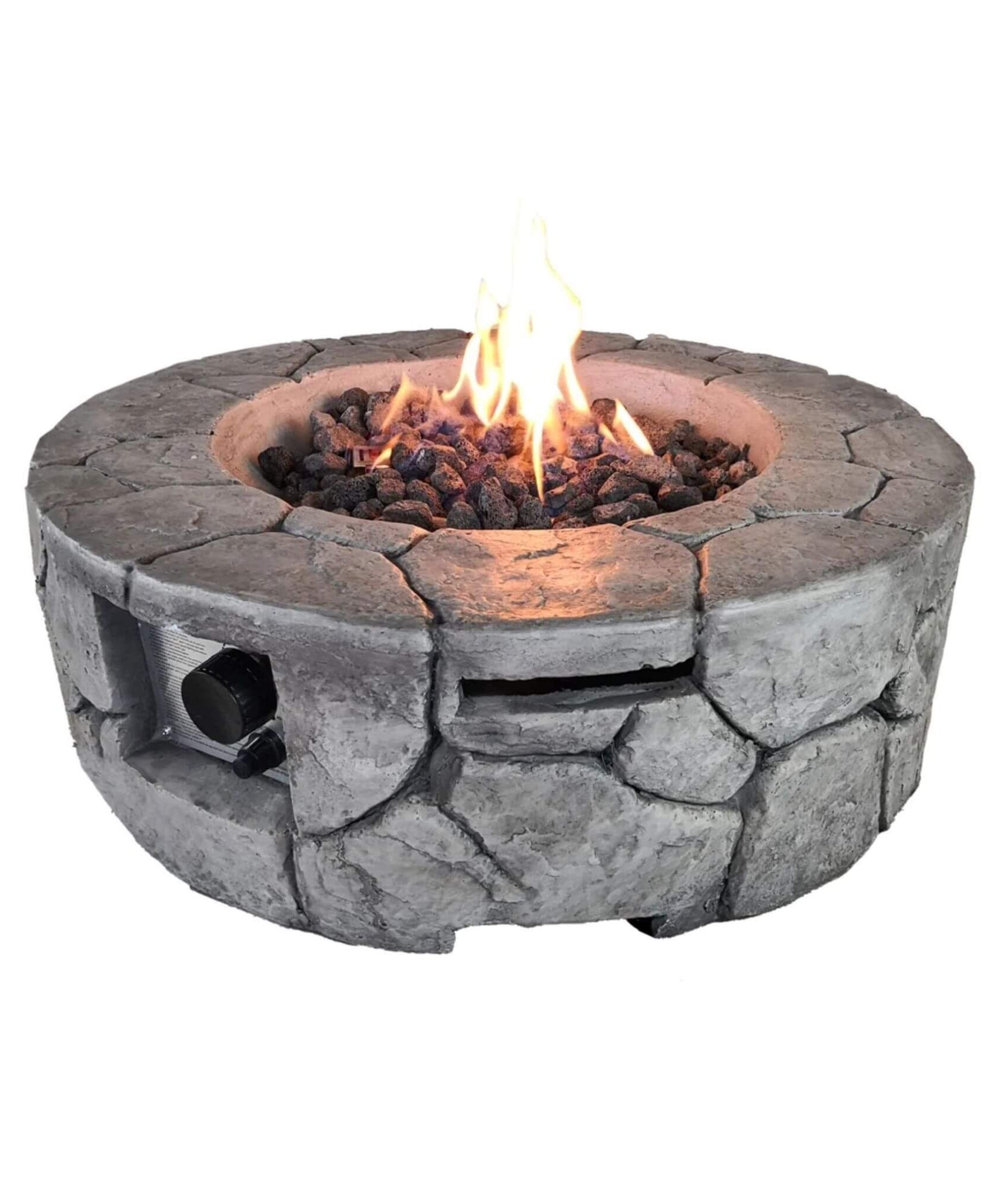 Alora 28-Inch Stone Gray Outdoor Fiber Reinforced Concrete Propane Fire Pit (SAK16725)