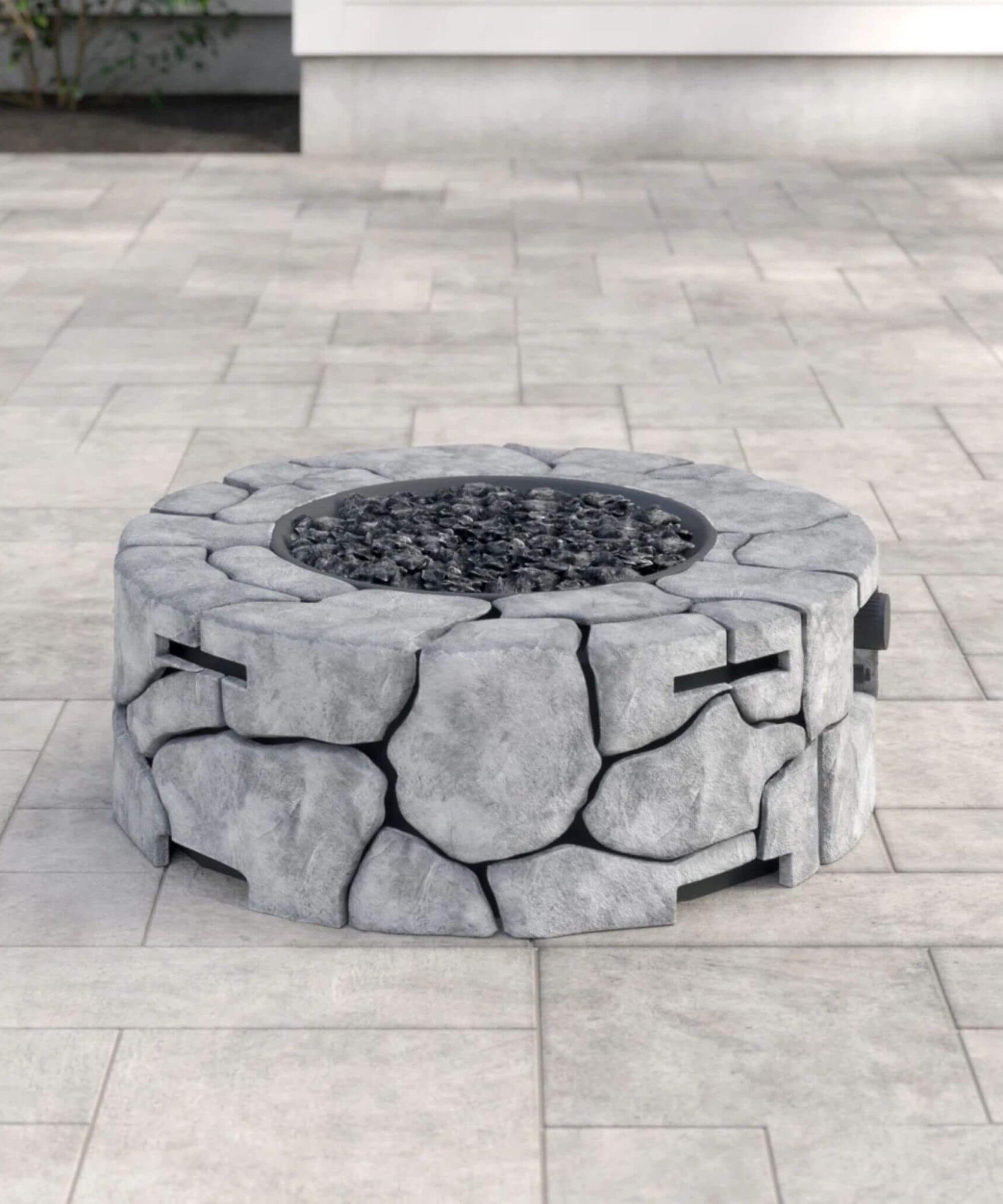 Alora 28-Inch Stone Gray Outdoor Fiber Reinforced Concrete Propane Fire Pit (SAK16725)