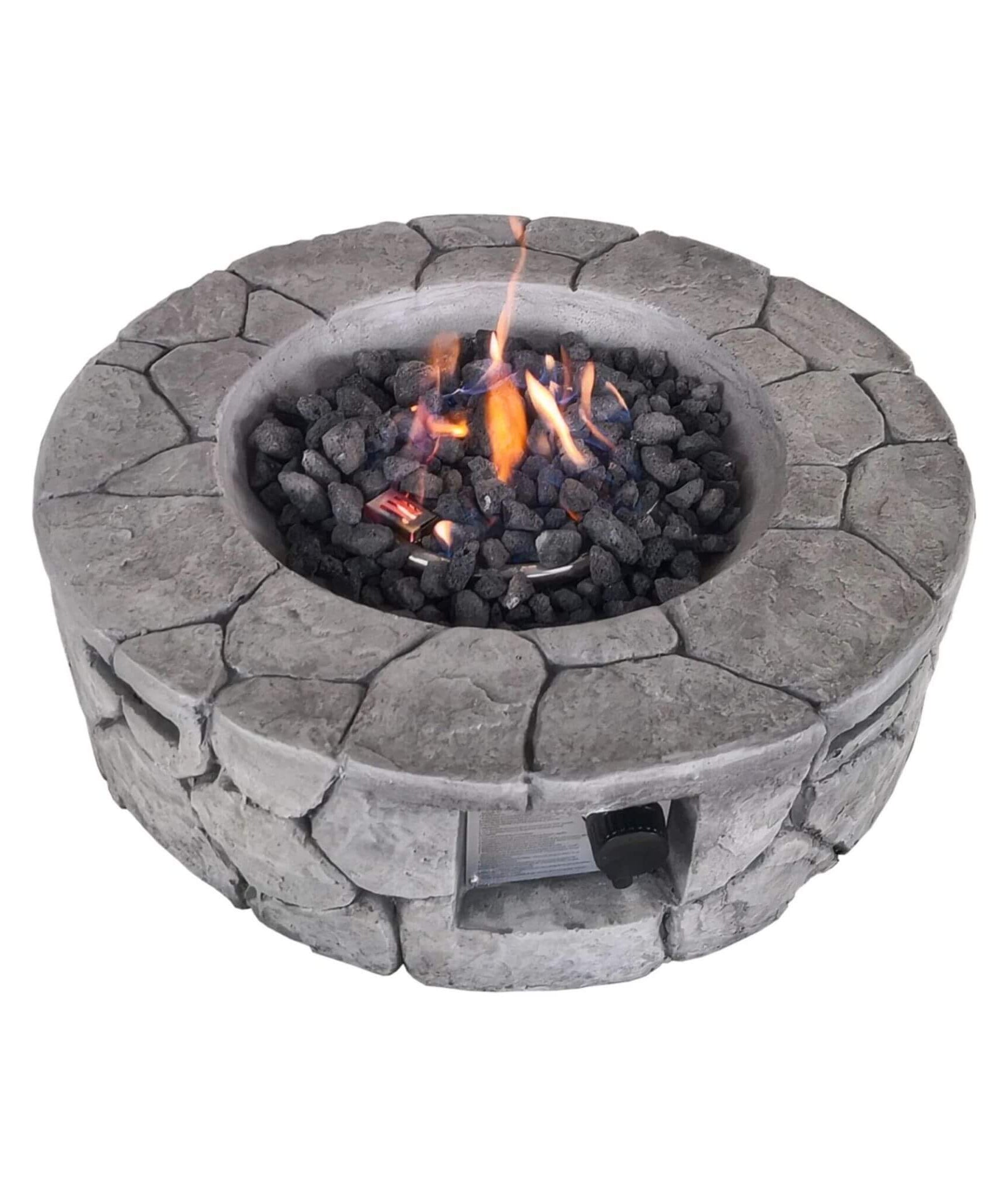 Alora 28-Inch Stone Gray Outdoor Fiber Reinforced Concrete Propane Fire Pit (SAK16725)