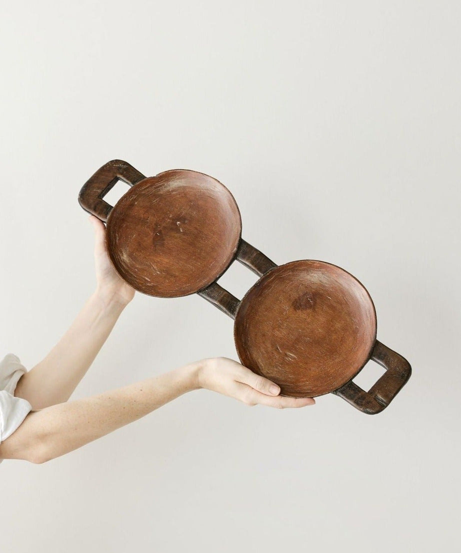 Bamenda Duo Circular Wooden Serving Tray