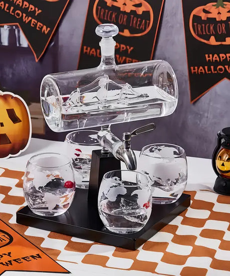 Maritime Sailboat Whiskey Decanter Set
