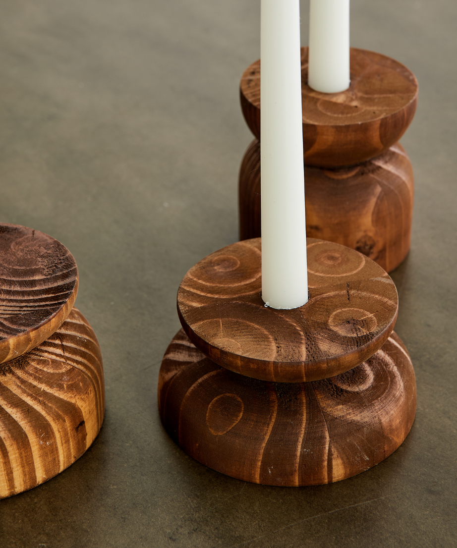 Organic Wood Taper Candlestick Holder