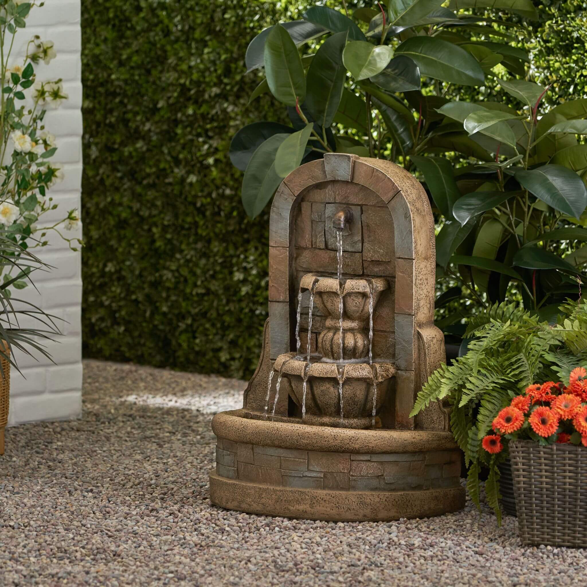 Alora 29-Inch Tall Outdoor Weather-Resistant Faux Stone Floor Fountain (SAK63421)
