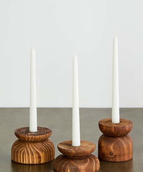 Organic Wood Taper Candlestick Holder