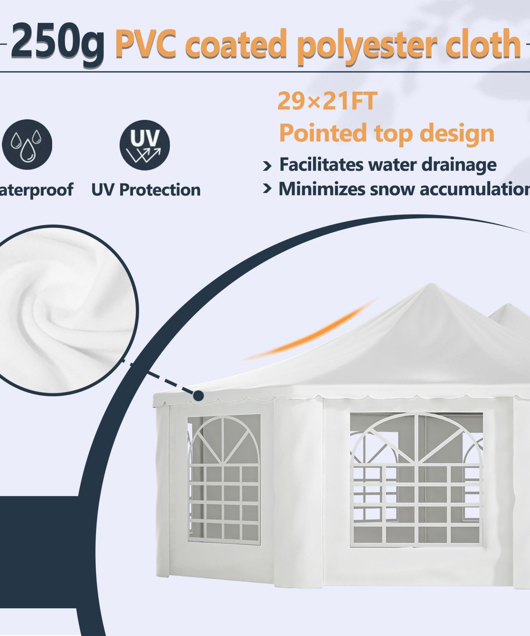 [29X21FT] Extra-Large Heavy-Duty Outdoor Waterproof Party, Wedding Tent With Steel Frame (SAK53821)
