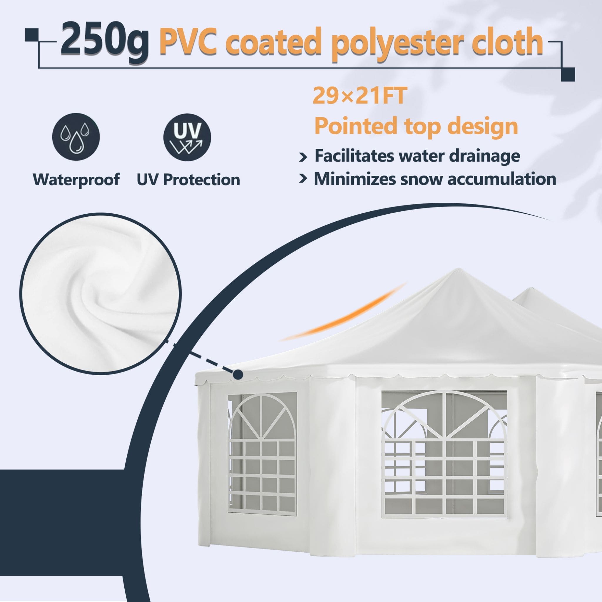 [29X21FT] Extra-Large Heavy-Duty Outdoor Waterproof Party, Wedding Tent With Steel Frame (SAK53821)