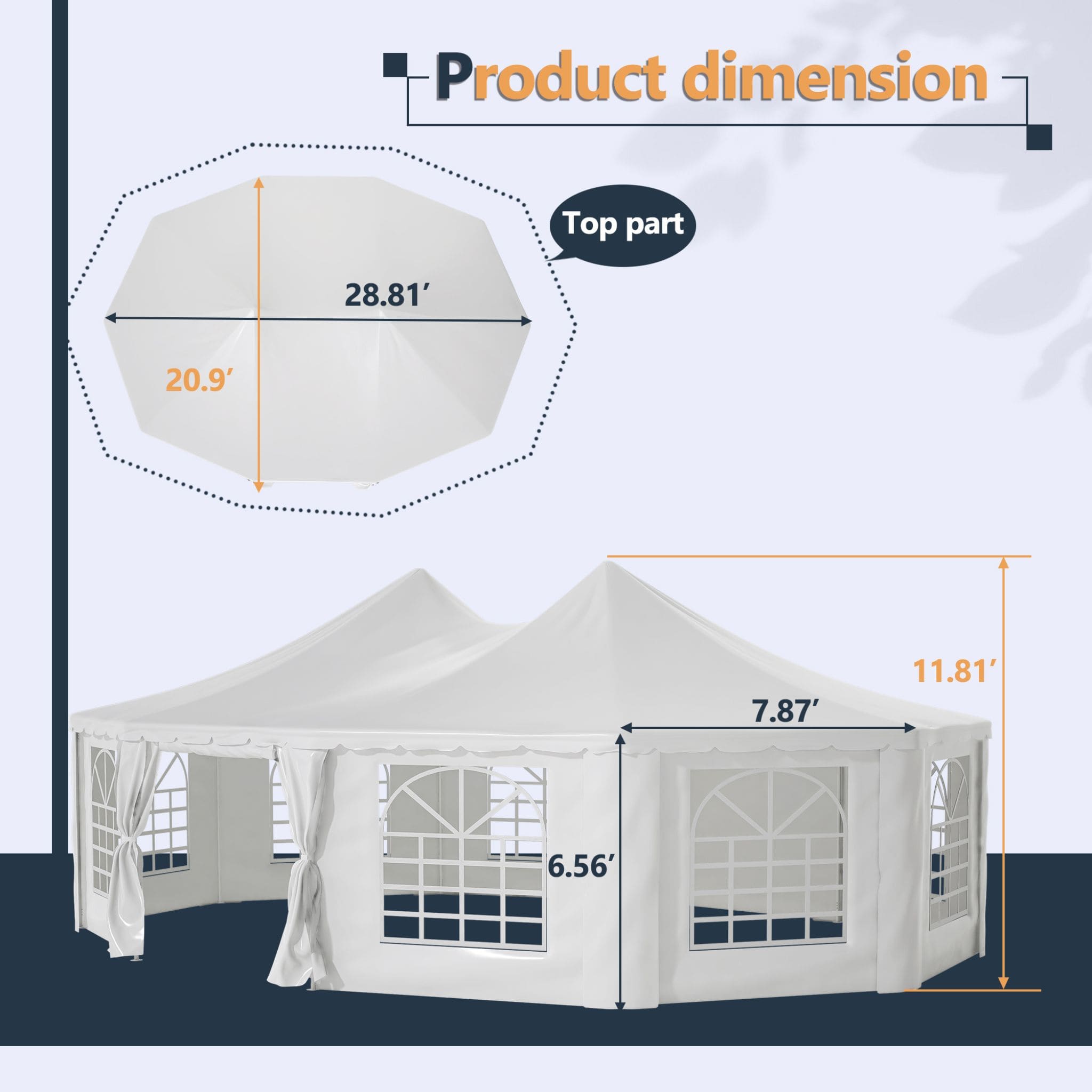 [29X21FT] Extra-Large Heavy-Duty Outdoor Waterproof Party, Wedding Tent With Steel Frame (SAK53821)