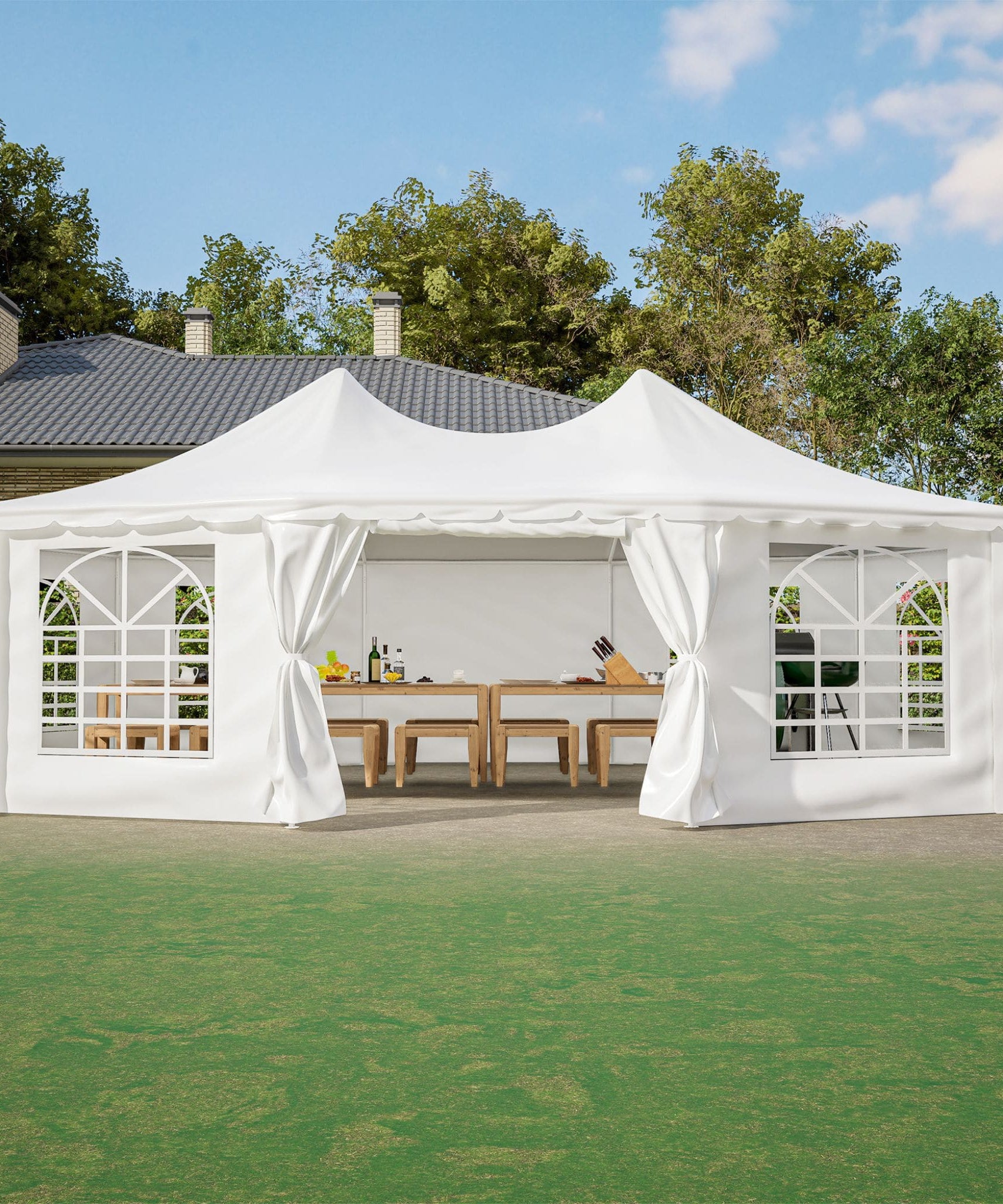 [29X21FT] Extra-Large Heavy-Duty Outdoor Waterproof Party, Wedding Tent With Steel Frame (SAK53821)