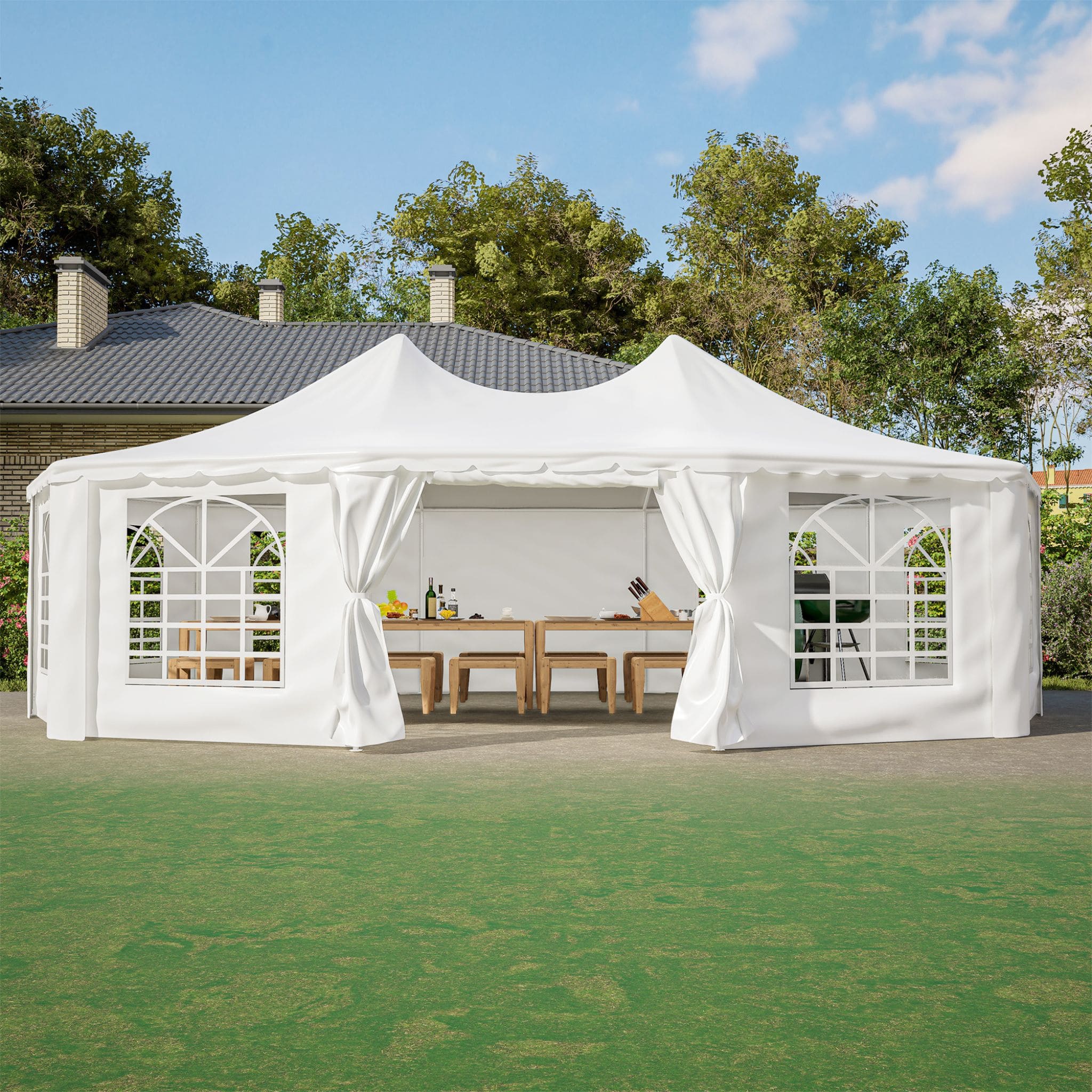 [29X21FT] Extra-Large Heavy-Duty Outdoor Waterproof Party, Wedding Tent With Steel Frame (SAK53821)