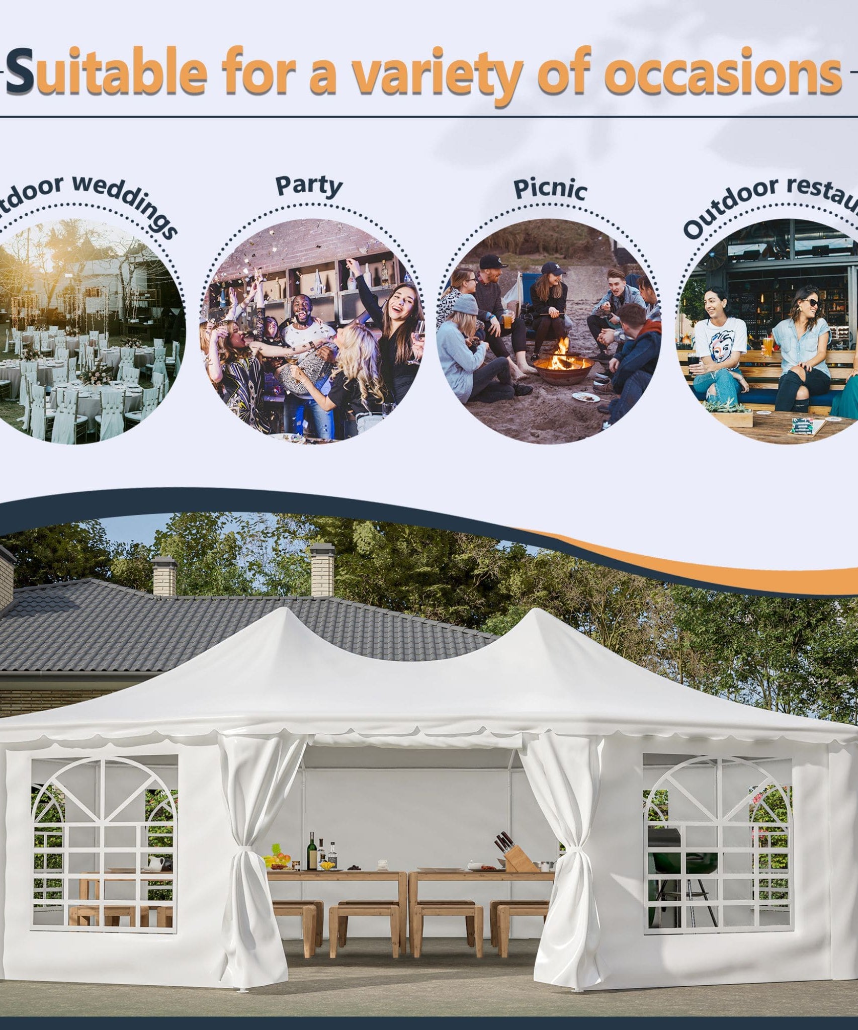 [29X21FT] Extra-Large Heavy-Duty Outdoor Waterproof Party, Wedding Tent With Steel Frame (SAK53821)