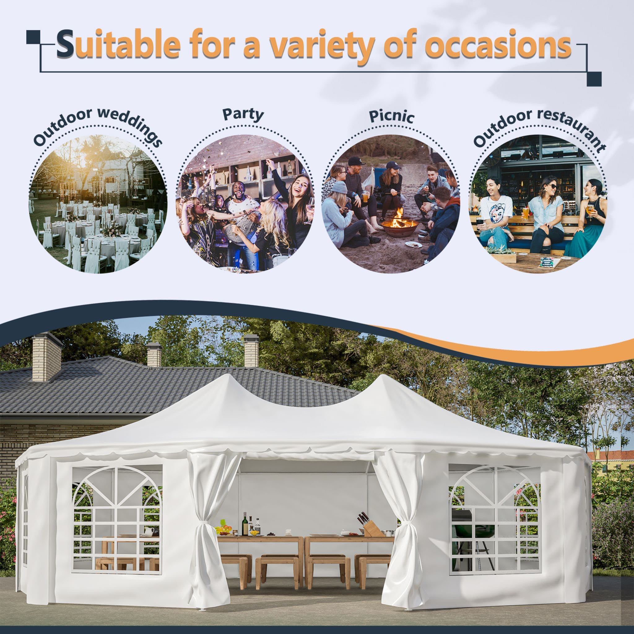 [29X21FT] Extra-Large Heavy-Duty Outdoor Waterproof Party, Wedding Tent With Steel Frame (SAK53821)
