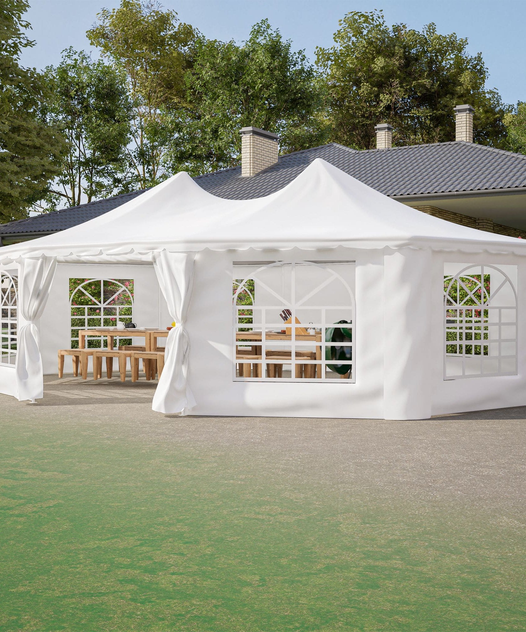[29X21FT] Extra-Large Heavy-Duty Outdoor Waterproof Party, Wedding Tent With Steel Frame (SAK53821)