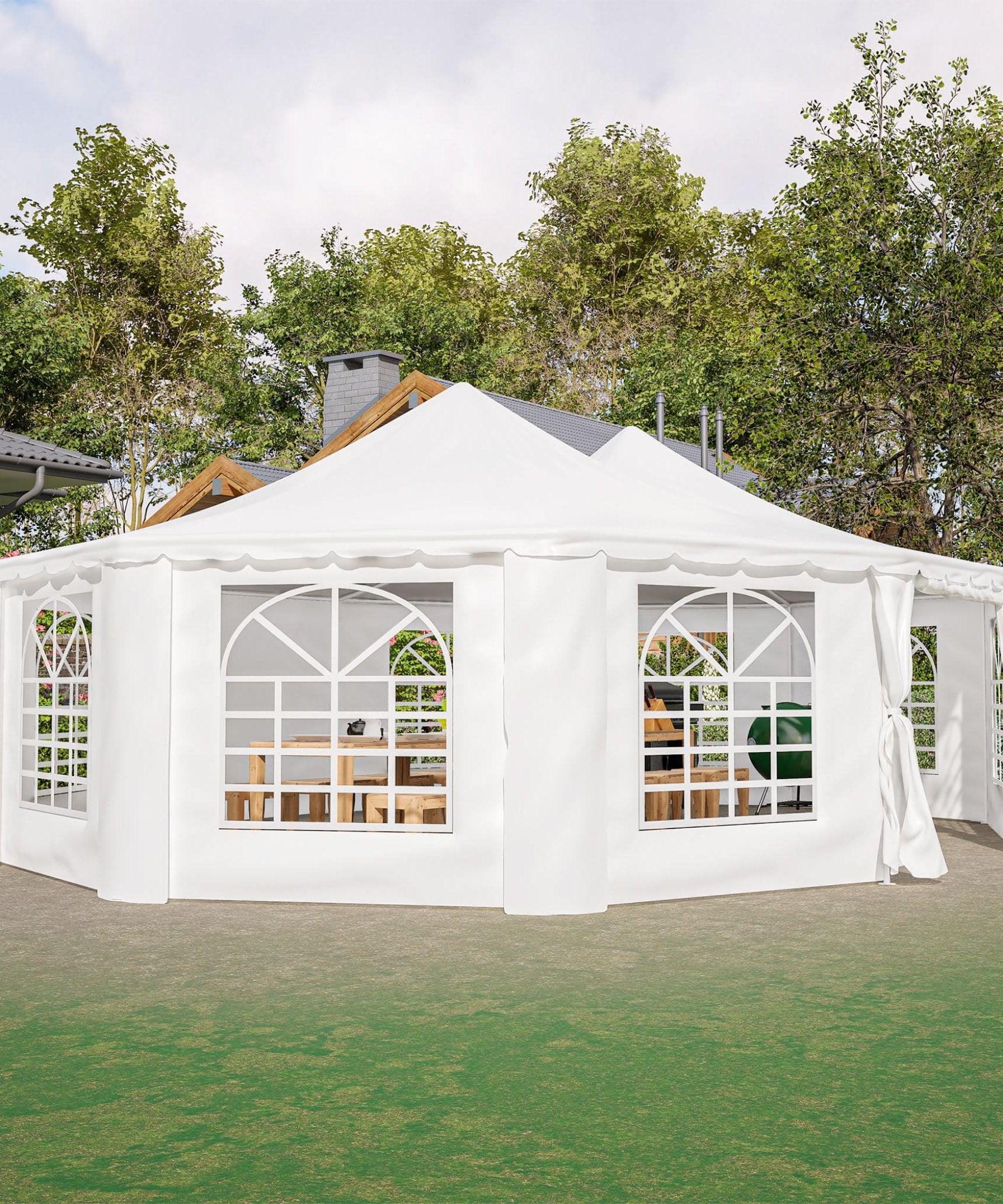 [29X21FT] Extra-Large Heavy-Duty Outdoor Waterproof Party, Wedding Tent With Steel Frame (SAK53821)