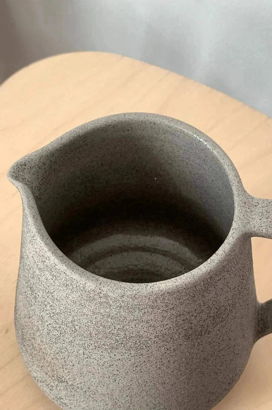 Handmade Stoneware Pitcher Concrete