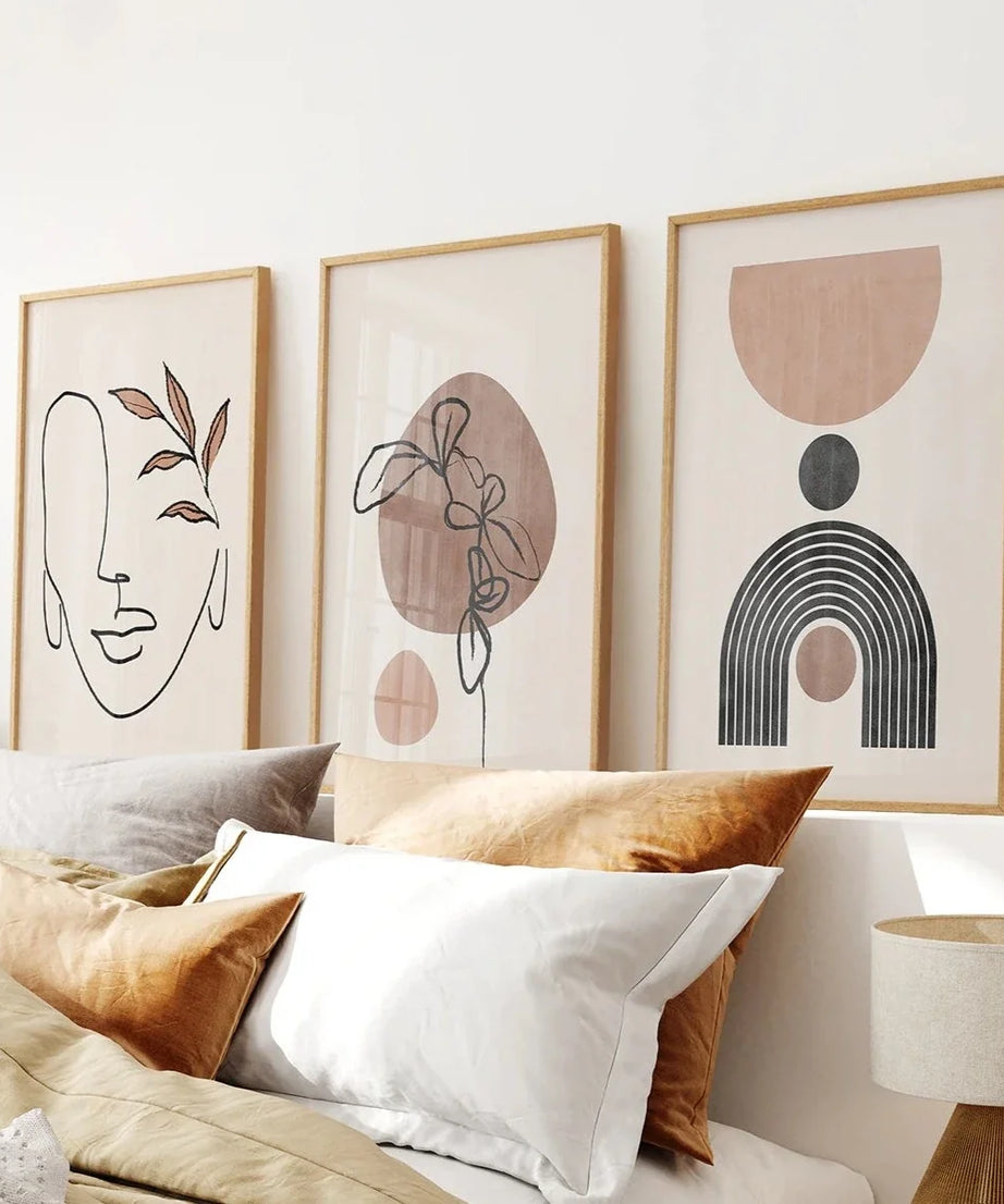 Boho Abstraktes Kunst Set aus 3 - Modernes Poster-Bundle