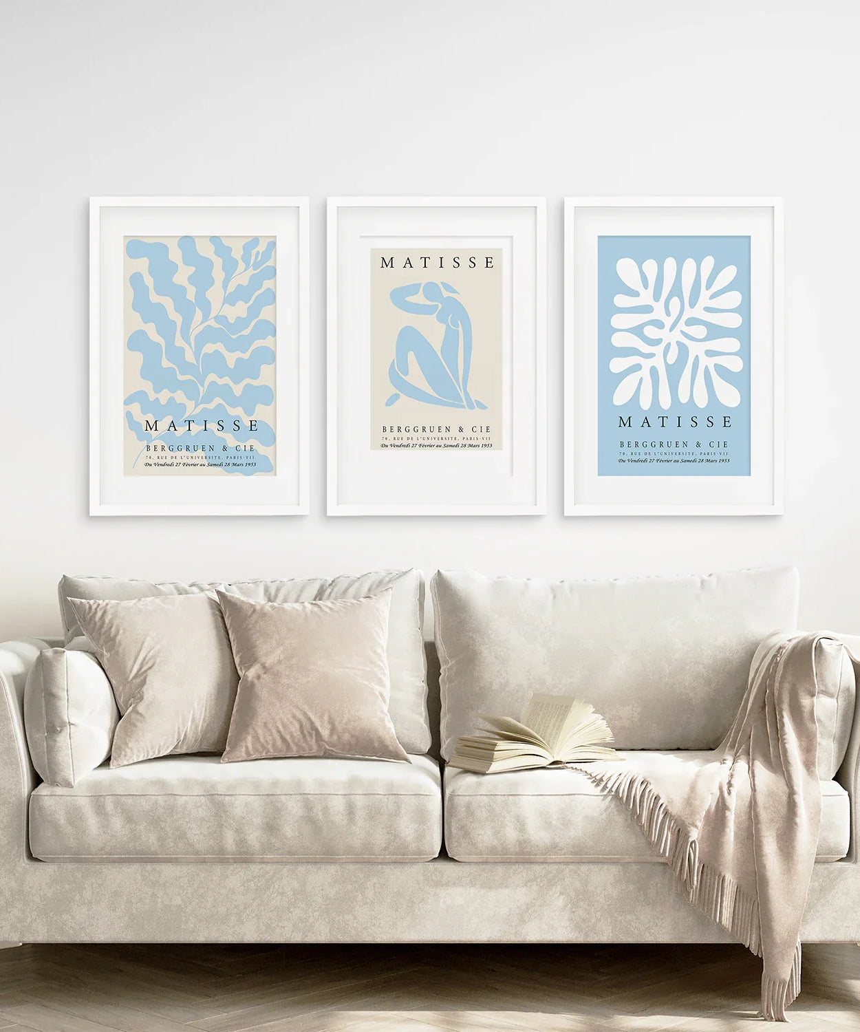3er-Set blaue und beige Henri Matisse-Drucke